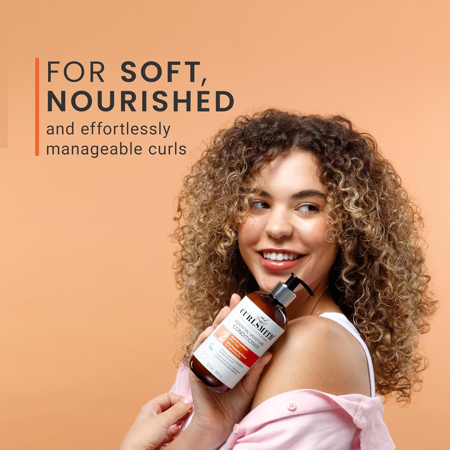 CURLSMITH - Essential Moisture Conditioner, Lightweight Frizz Control for Wavy, Curly and Coily Hair, Vegan (12 Fl.Oz) image number 3