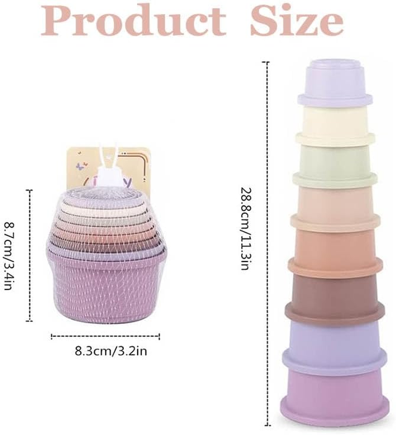 8 Pcs Stacking Cups for Rabbits,Stackable Bunny Toys, Multi-Colored Bunny Stacking Cup,Reusable Plastic Nesting Treat Toys,Nesting Rabbit Toys for Bunny Small Animals Hiding Food and Playing image number 2