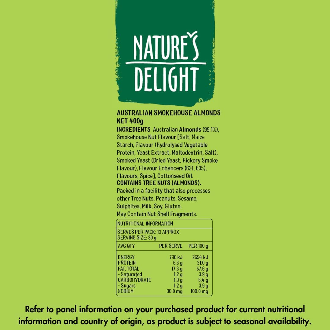 NATURES DELIGHT SMOKEHOUSE ALMONDS 400GM image number 5