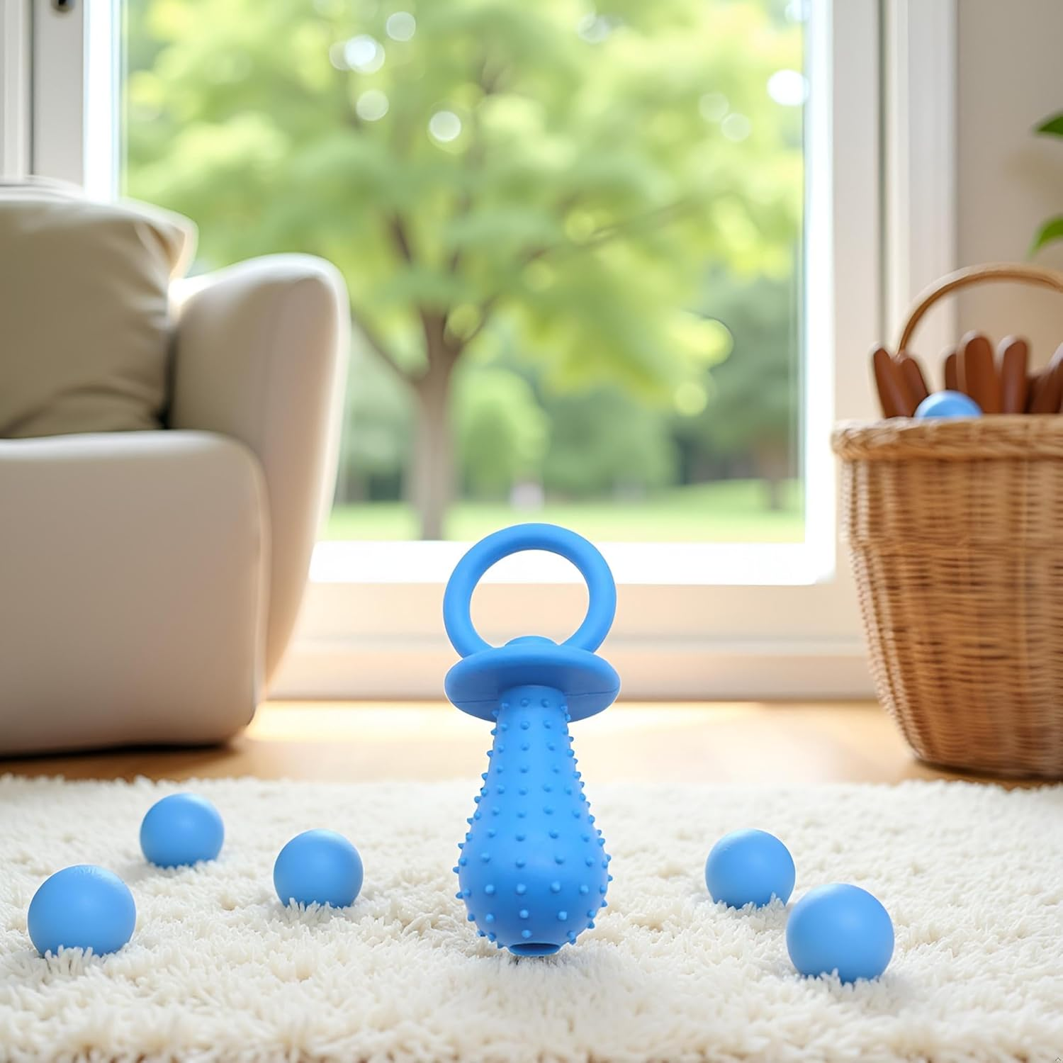 Blue Dog Pacifier,Chew Toys,Mini Bite Resistant Bell Shape Rubber Pacifier,Bell Chewing Playing Training Toys for Pet Puppy Dog Cat Pet Supplies,Pet Dog Puppy Molar Chew Training Toy,Chew Toys,Toys image number 4