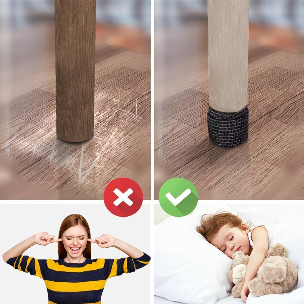 12 Pcs Universal Chair Leg Floor Protectors, Self Adhesive Multi-Functional Table and Chair Protection Tape, Noise Reduction for Protecting Floors from Scratches and Noise for Floors Fit All Legs - Khaki image number 6