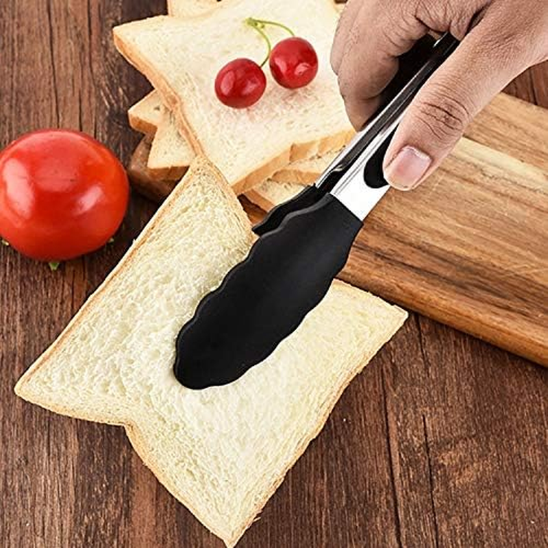 Kitchenware Gadgets 12 Inch Silicone Non-Slip Food Bread Barbecue BBQ Clip Tongs Kitchen Tools(Black) Kitchenware Gadgets (Color : Black) image number 4