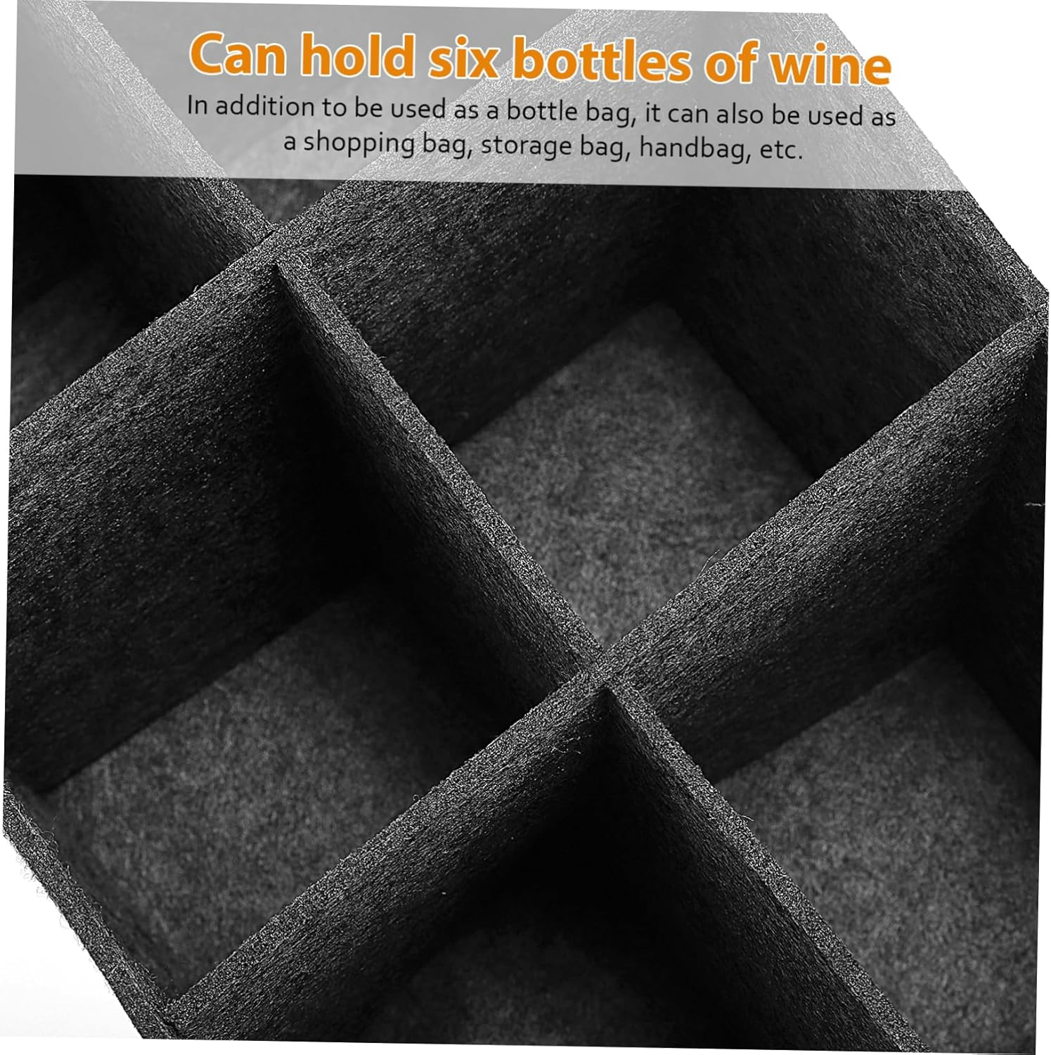 Gogogmee Bottle Tote Bag for 6 Bottles 4Pcs Thick Felt Wine Carrier with Divider Handbag Portable Wine Storage Bag for Travel Camping Picnic image number 3