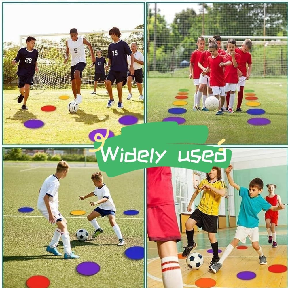 6Pcs 9Inch Football Logo Discs - Rubber Training Circles for Football, Baseball, Softball & Gym Exercises - Flat Markers for Sports Drills, Agility Training, and Classroom Use image number 3