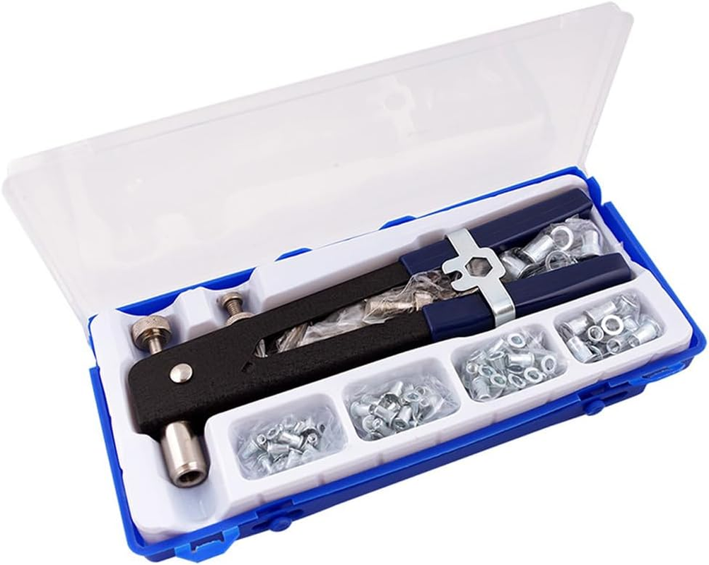 107-Piece, Rivet Nut Tool Kit, Nutsert Gun Wrench Set with M3-M8 Mandrels, Comprehensive Riveting Set for Versatile Fastening