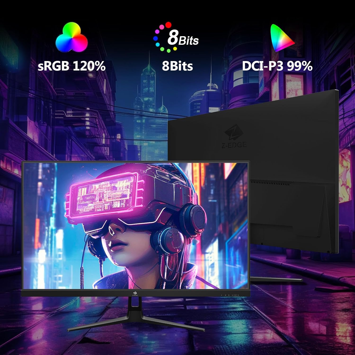 Z-Edge 27'' Gaming Monitor 240Hz IPS Panel, 1Ms MPRT, Freesync, Fhd(1920X1080) LED Monitor, 400Cd/M&sup2; Brightness, Ultra-Thin Bezel, 2&times; HDMI2.0 & 2&times; DP1.4, VESA Mountable 100*100Mm (HDMI Cable Included)