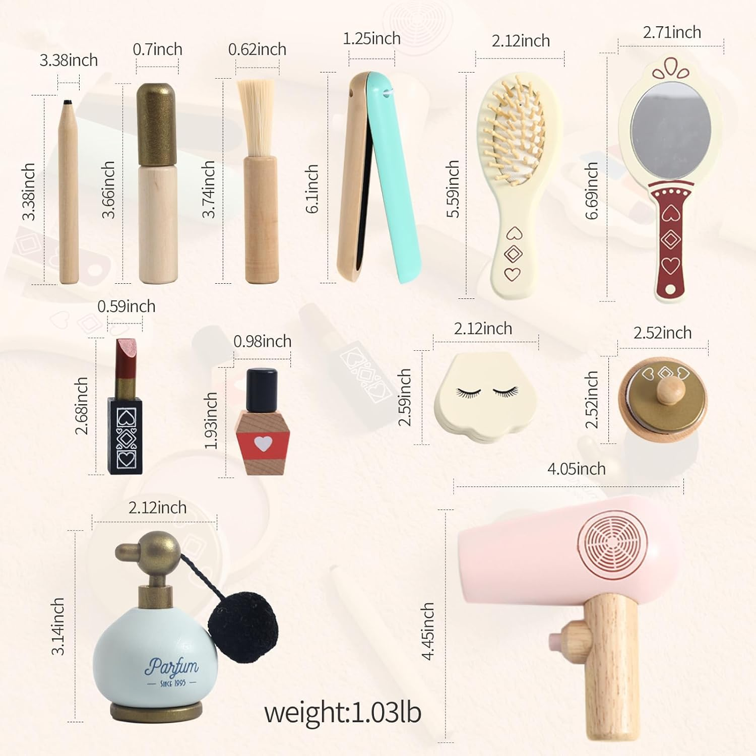 IEATFO Kids Makeup Kit for Girl, Wooden Makeup Toy Set for Toddlers, Pretend Wood Beauty Salon Toys Set for Kid Children Princess, Christmas Birthday Gift Toy for 3 4 5 6 7 8 9 10 Year Old image number 3