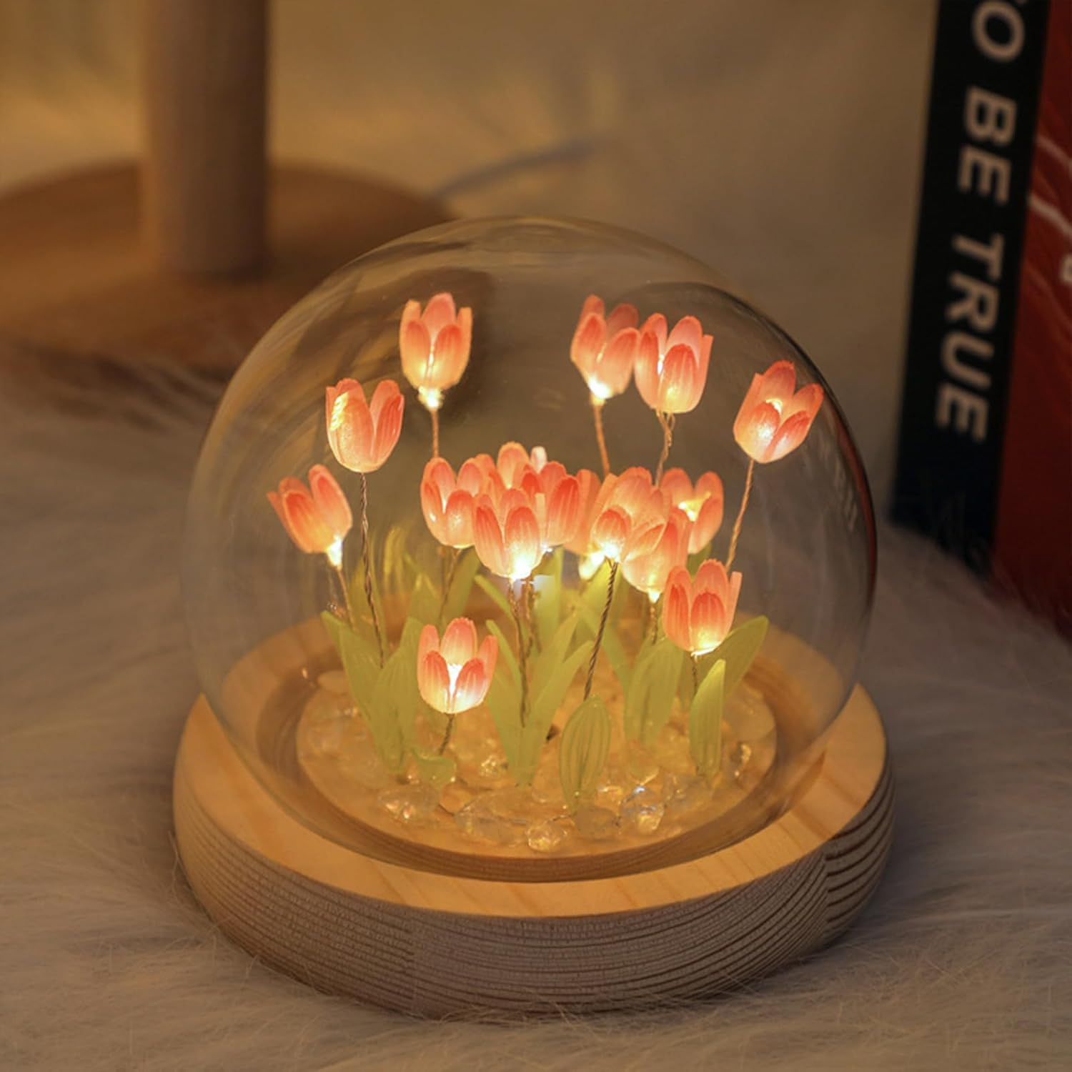 Richaa Pretty Tulips Lamps Flower Night Light Cute Bedroom Decor Gifts for Women - Battery Powered (Not Included) image number 6