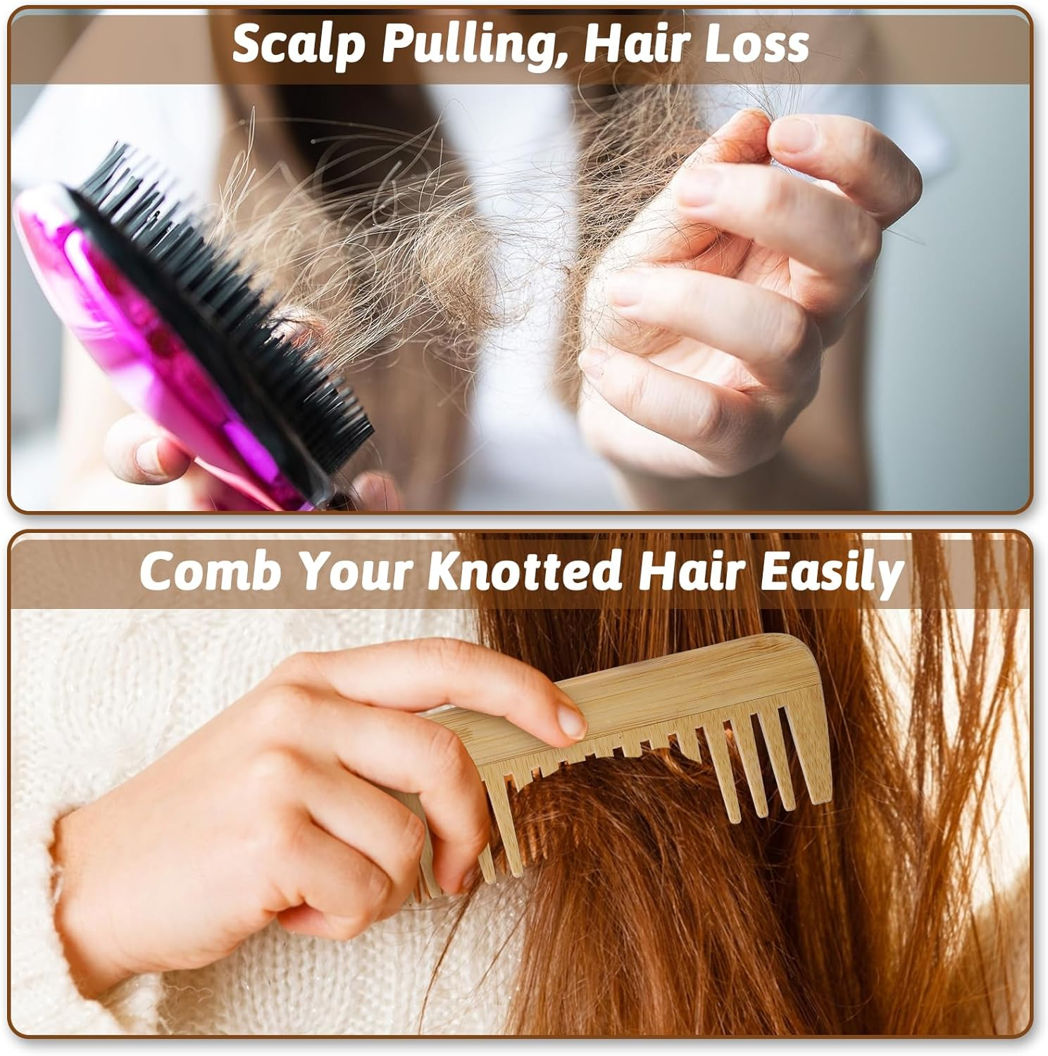 Mabor Pack of 2 Bamboo Hair Combs Men'S Antistatic Comb Men 14 Cm Comb Coarse Wide Teeth Combs for Men and Women image number 4