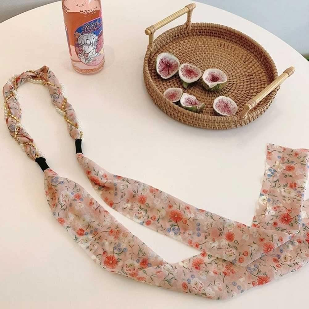 2PCS Retro Long Ribbon Headband, Magic Hair Clips for Women, Satin Fabric Hair Bands, Ribbon Scarf Headbands for Women, Non-Slip Cross Knotted Fabric Clip Hairband for Women image number 2