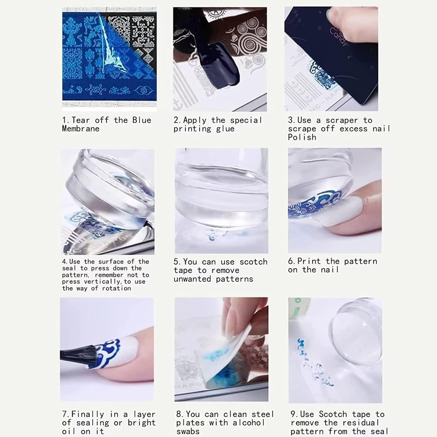 RUNRAYAY Halloween Nail Stamp Plate, Scare Theme Nails Art Stamping Stencils, Nail Plate Template Image Stainless Steel Nail Art Tools Series image number 3