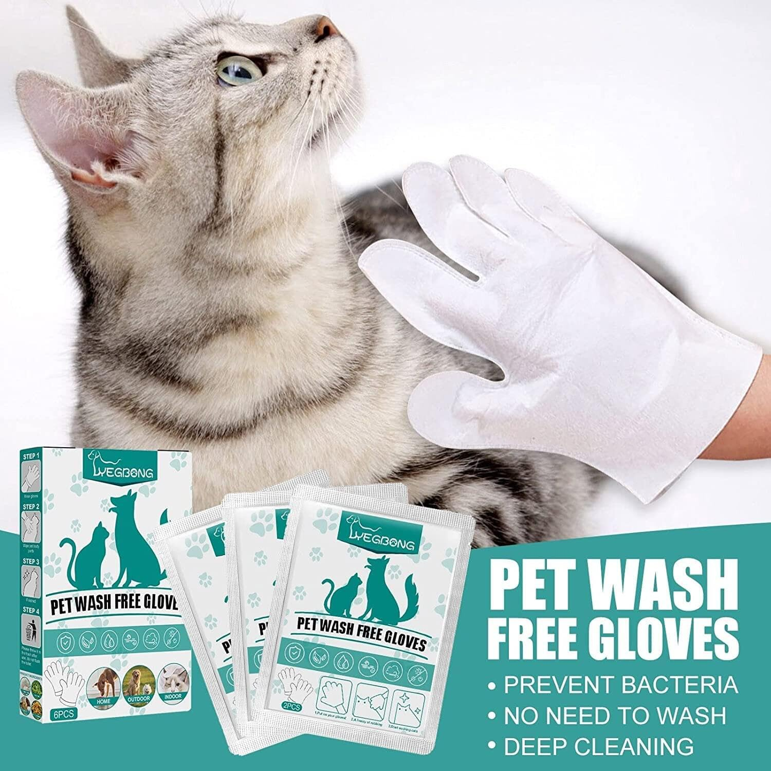 Pet for Bathing and Grooming Cats and Dogs Easy to Use Simply Dry Gently Pet Wipes image number 2