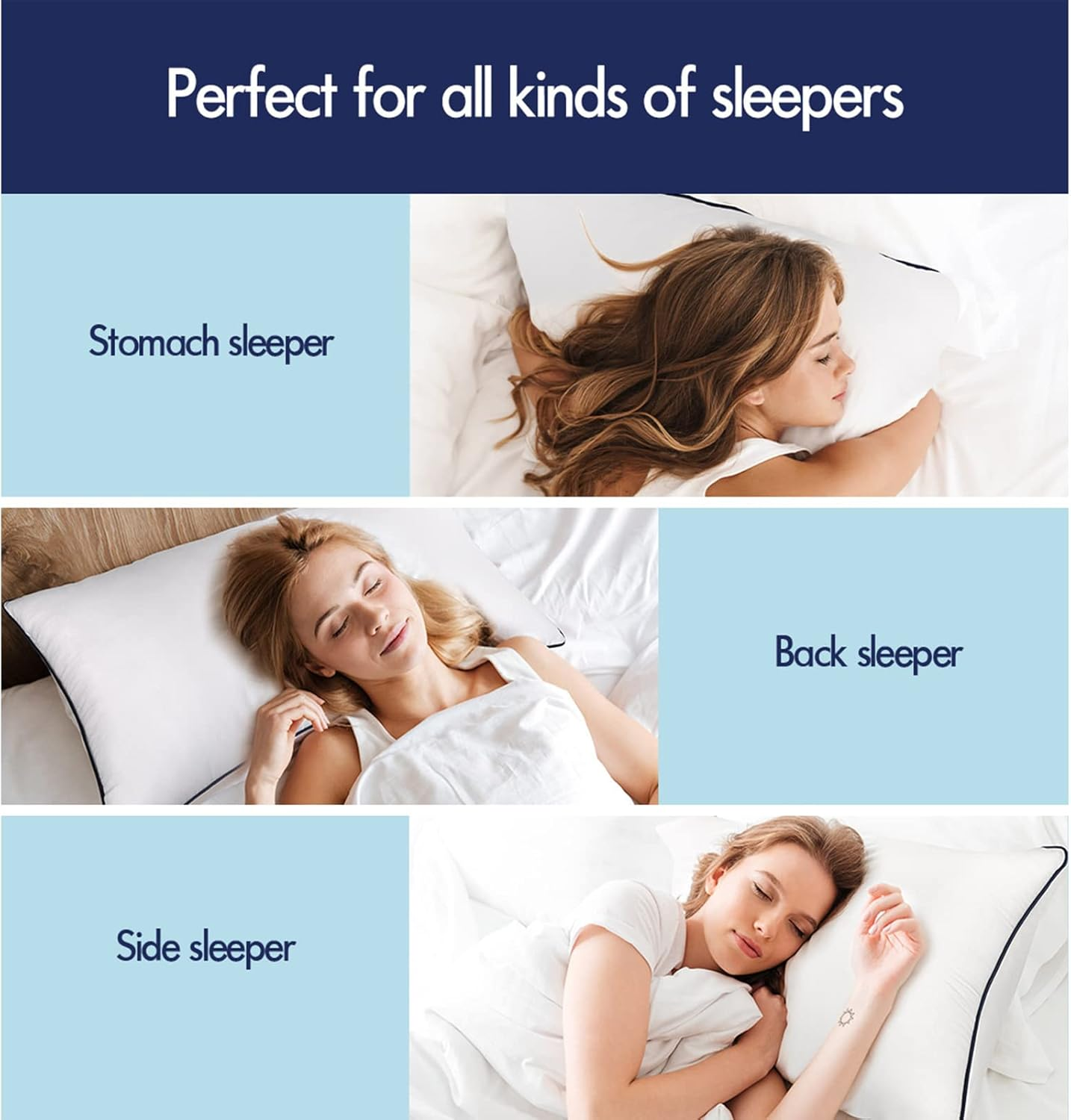 STARRY EUCALYPT 2 Pack Standard Size Microfibre Filling Soft Bed Pillow Cushion for Adults, Kids, Home, Dormitory and Hotel Use(1.5Kg Filling) image number 5