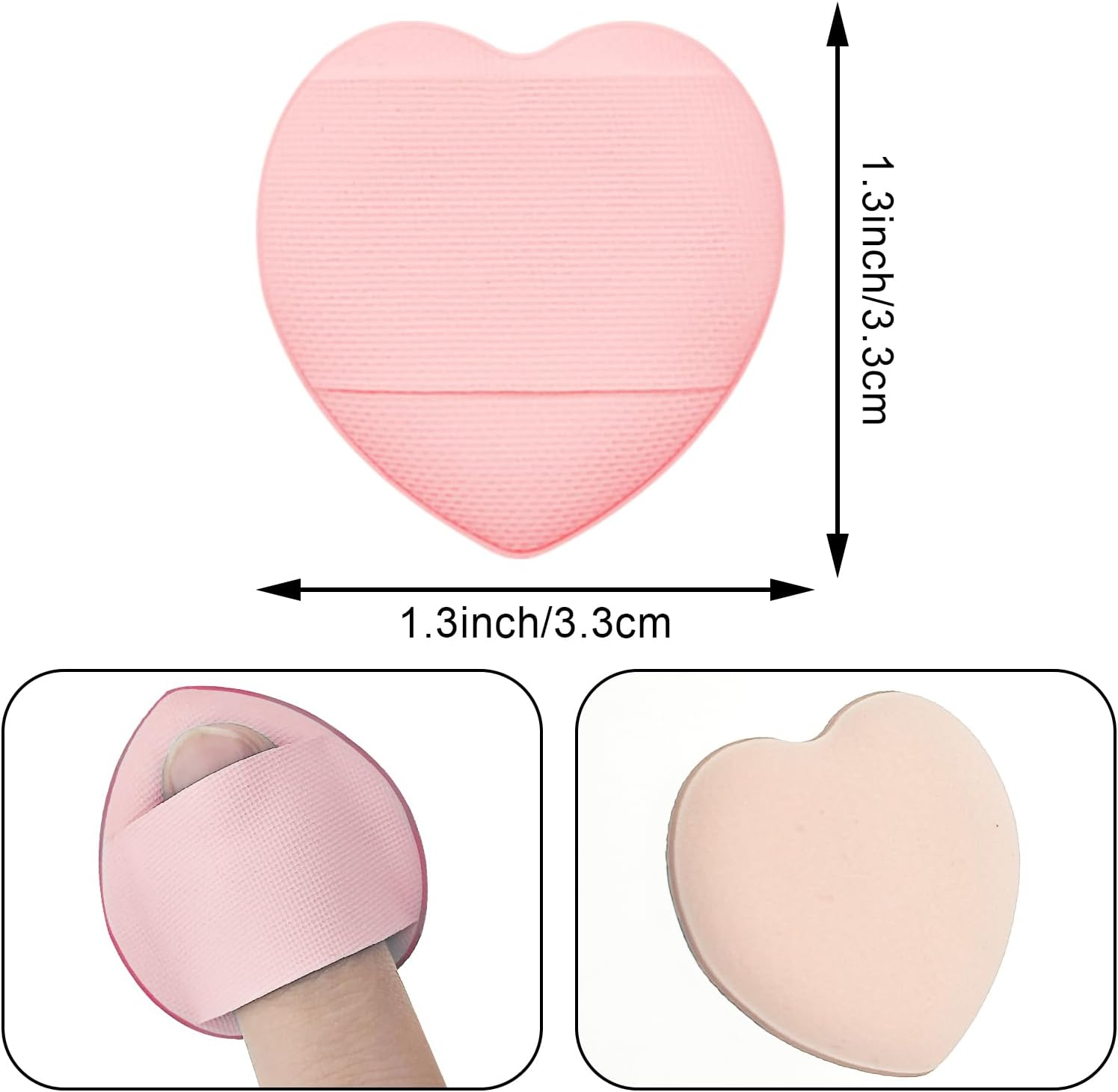 50 PACK Mini Heart Powder Puff Makeup Beauty Blender Sponges for Face Loose Setting Cosmetic Foundation Beauty Sponge Tool (Pink + Blue + Black + White + Yellow) image number 1