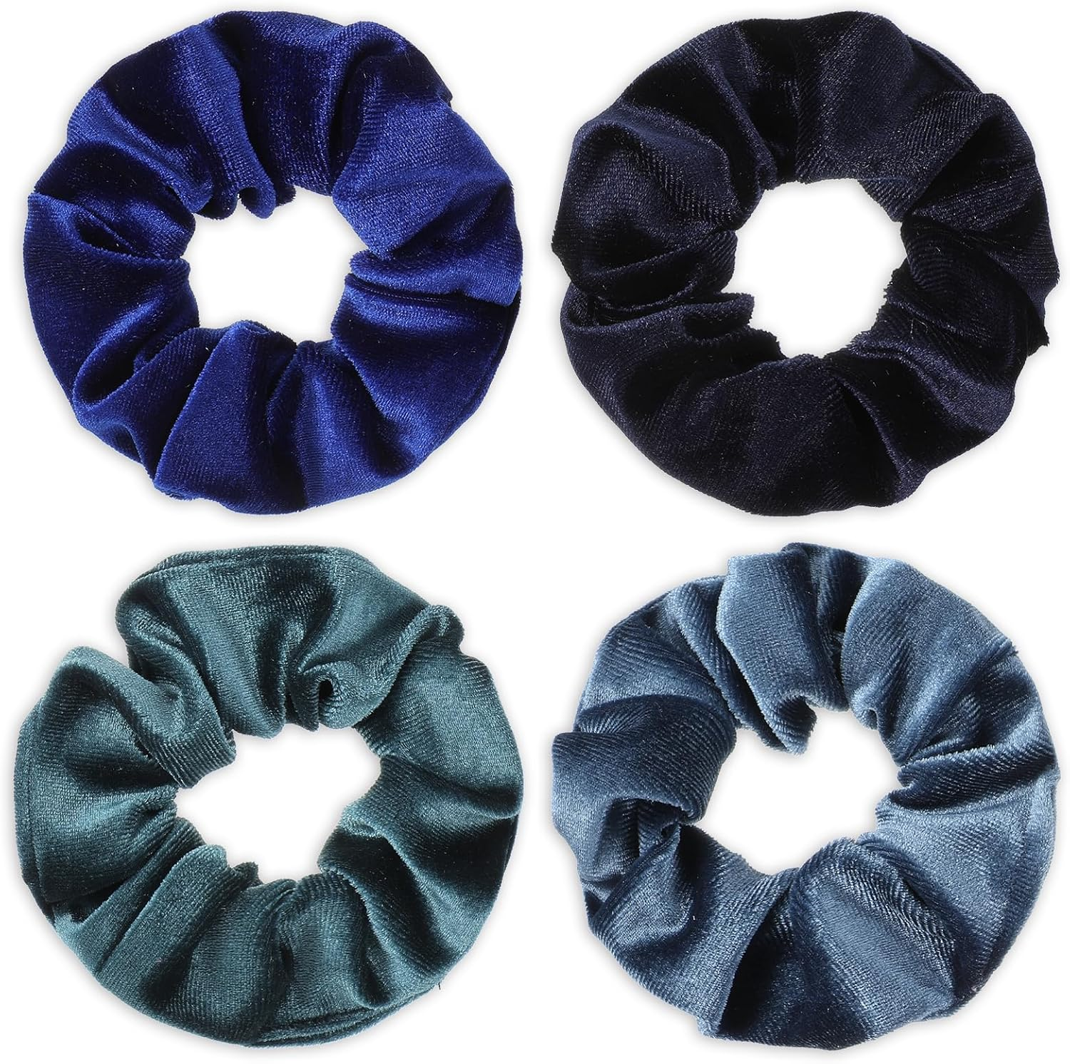 Hair Bobbles for Women, Pack of 4 Scrunchies, Velvet, Soft Elastic Hair Bands, Fashionable Braid Elastics, Ponytail Holder, Hair Accessories for Teenagers, Women, Carnival (Dark Colours) image number 5