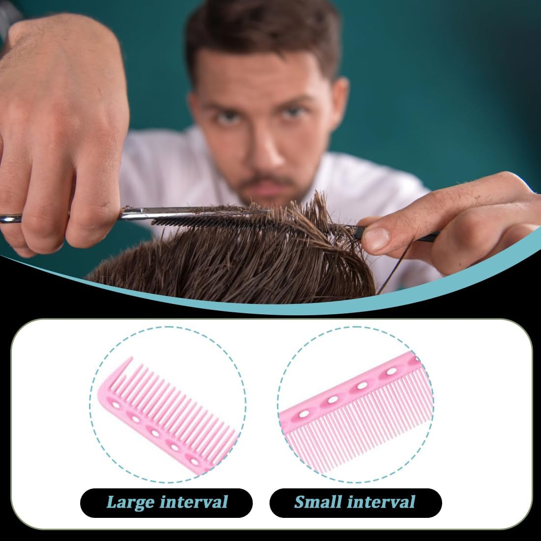 Styling Comb, 4 Pieces, Carbon Fibre Hair Combs, Shatterproof Premium Coarse Zinc Carbon Comb, Coarse Fine 2 Teeth, Salon Hairdresser Hair Care, for Men and Women with Different Types of Hair image number 4