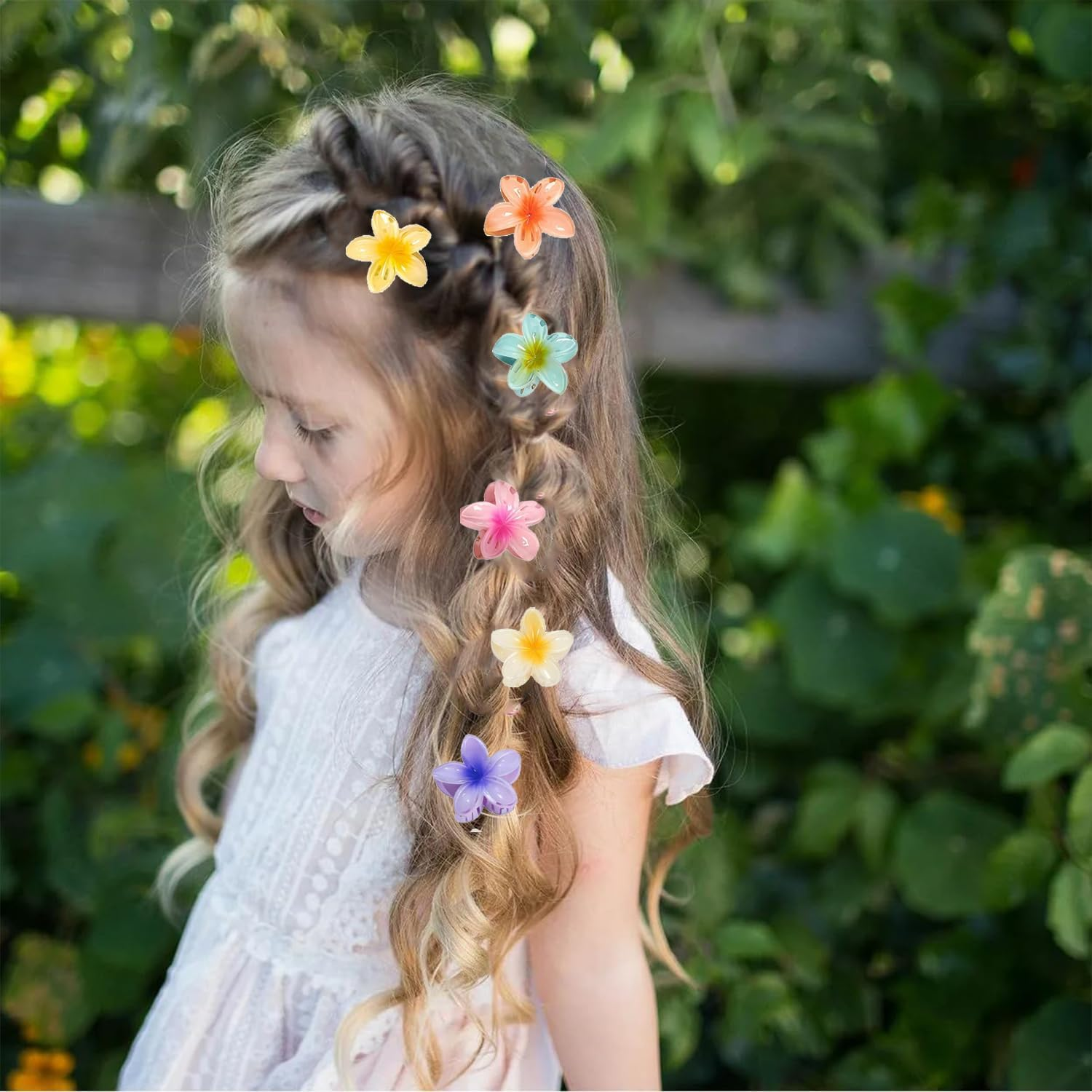 Pack of 12 Plastic Flower Hair Clips, Small, 4 Cm, Cute Hawaii Non-Slip Flower Hair Clip, Mini Hair Clips, Flower Hair Clip for Women, Thick, Thin Hair