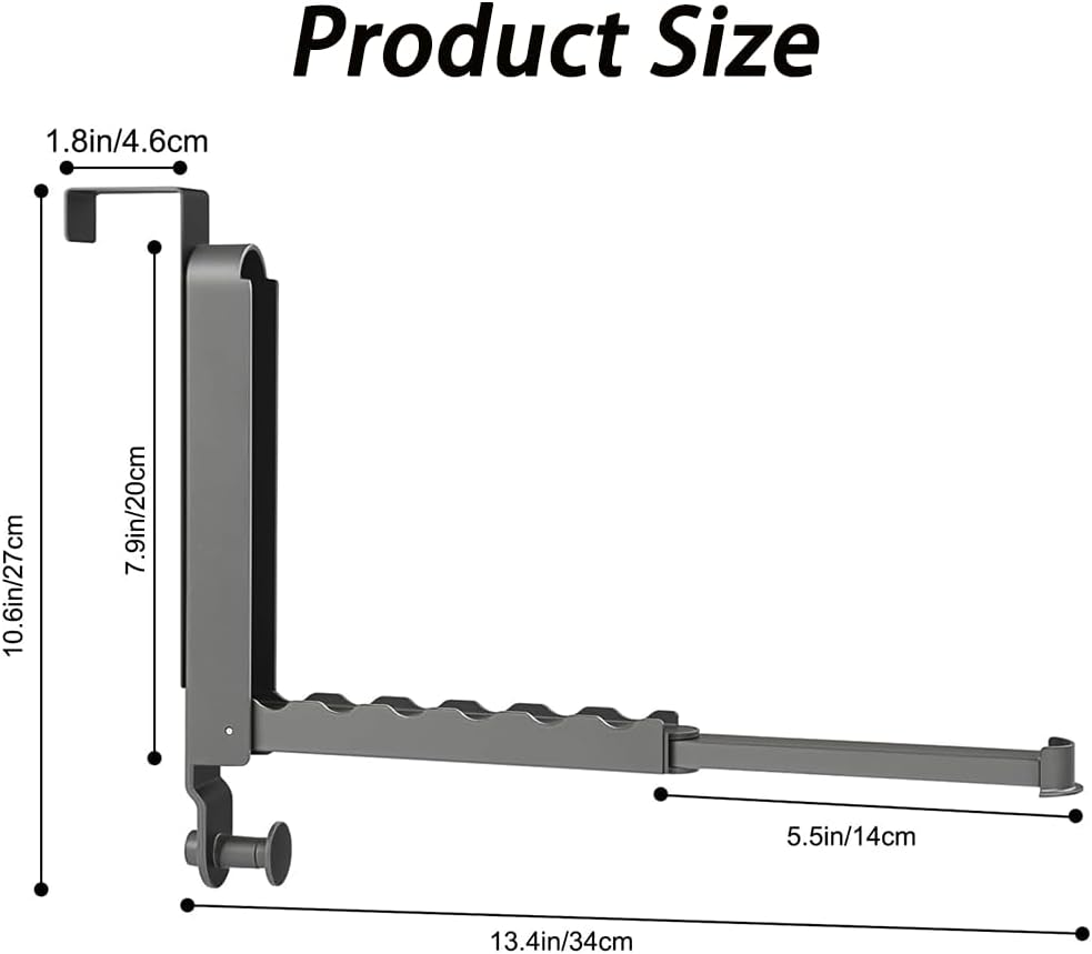 NYGHMY 2 Pcs Folding Clothes Drying Rack over the Door, Foldable Travel Hanger with Retractable Hanging Rod - Space Saving Laundry Solution, Gun Grey
