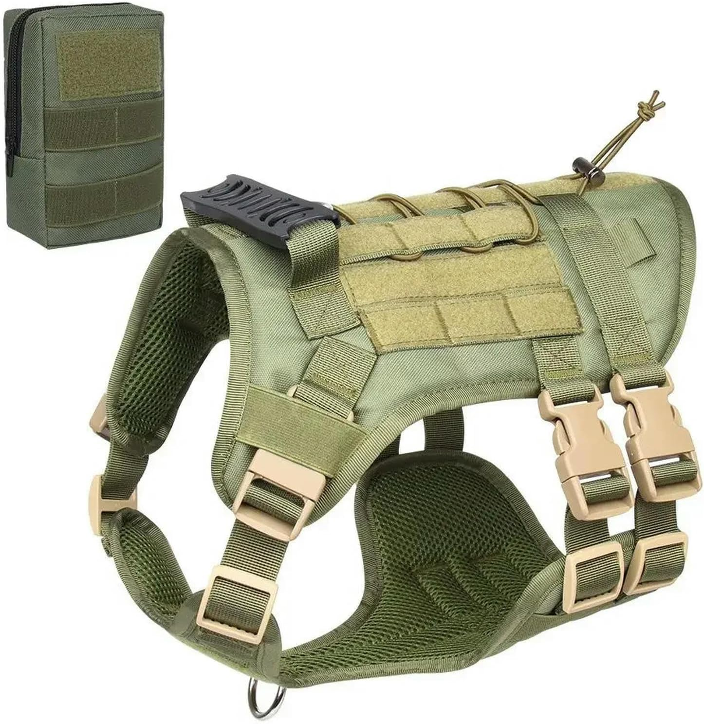 UOSIA Tactical Dog Harness Heavy Duty Military Dog Harness No Pull Dog Harness with Backpack Adjustable Pet Vest Harness for Training Hunting Walking