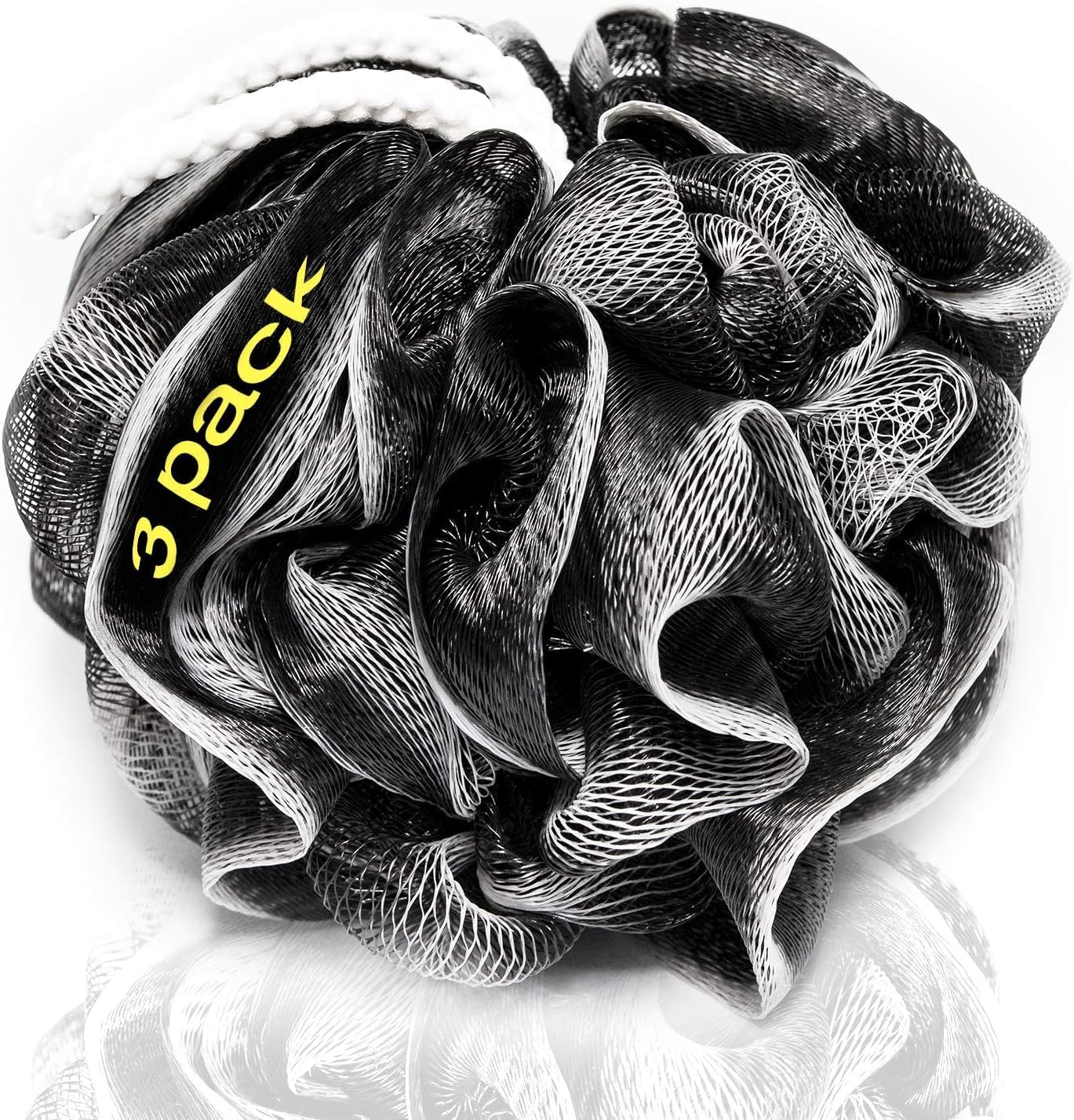 Tilcare XXL 90G Charcoal Shower Loofah 3 Pack by - Perfect Bath Sponge for Exfoliating for Men & Women - Body Scrubber Brush for Cleansing and Smooth Skin - Scrubbies That Remove Excess Oil and Dirt image number 3