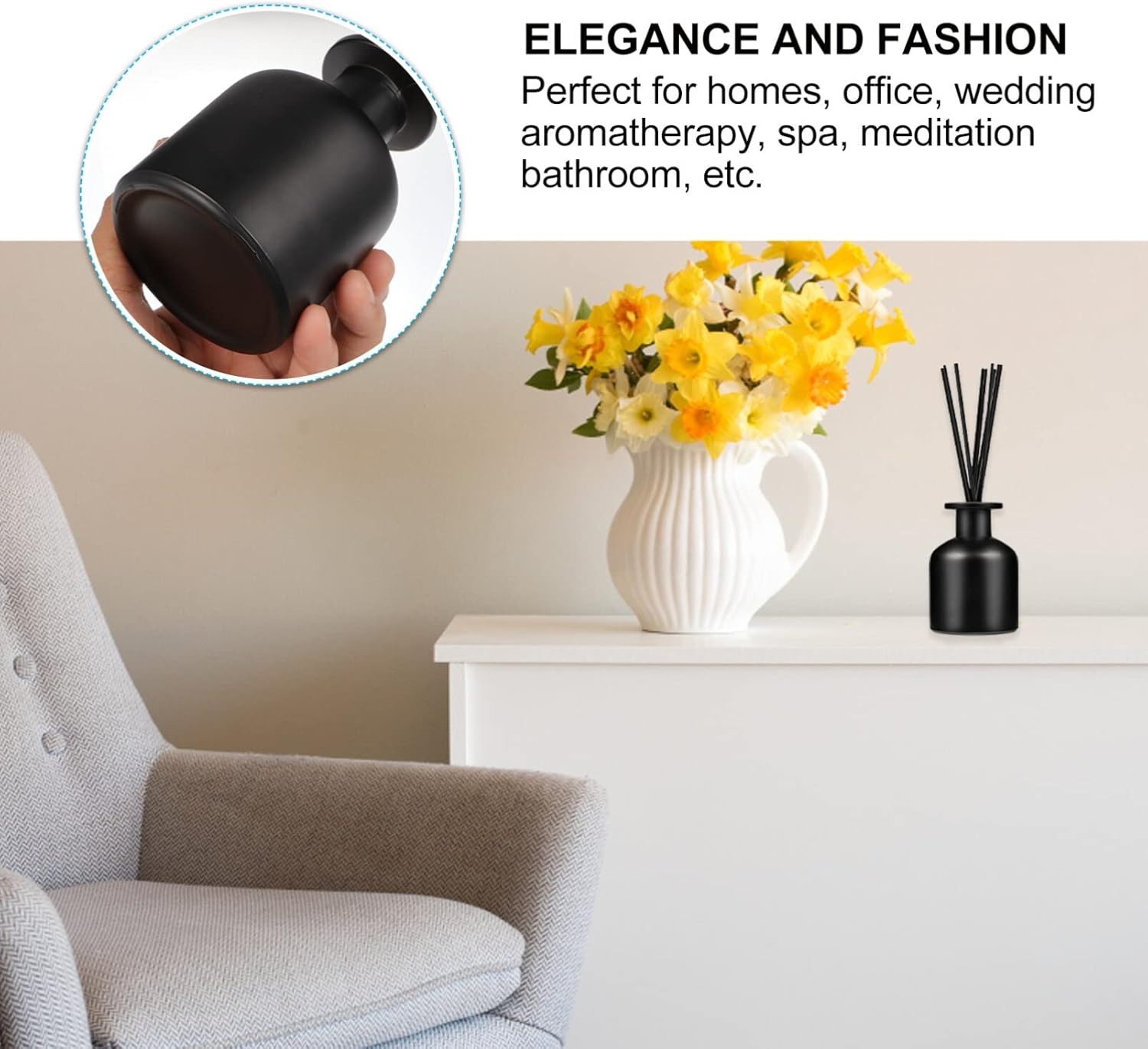 FOMIYES Empty Refillable Glass Diffuser Bottle Diffuser Jars 2Pcs 150Ml Essential Oils Storage Container Fragrance Accessories for DIY Replacement Reed Diffuser Sticks Crafts Decor image number 2