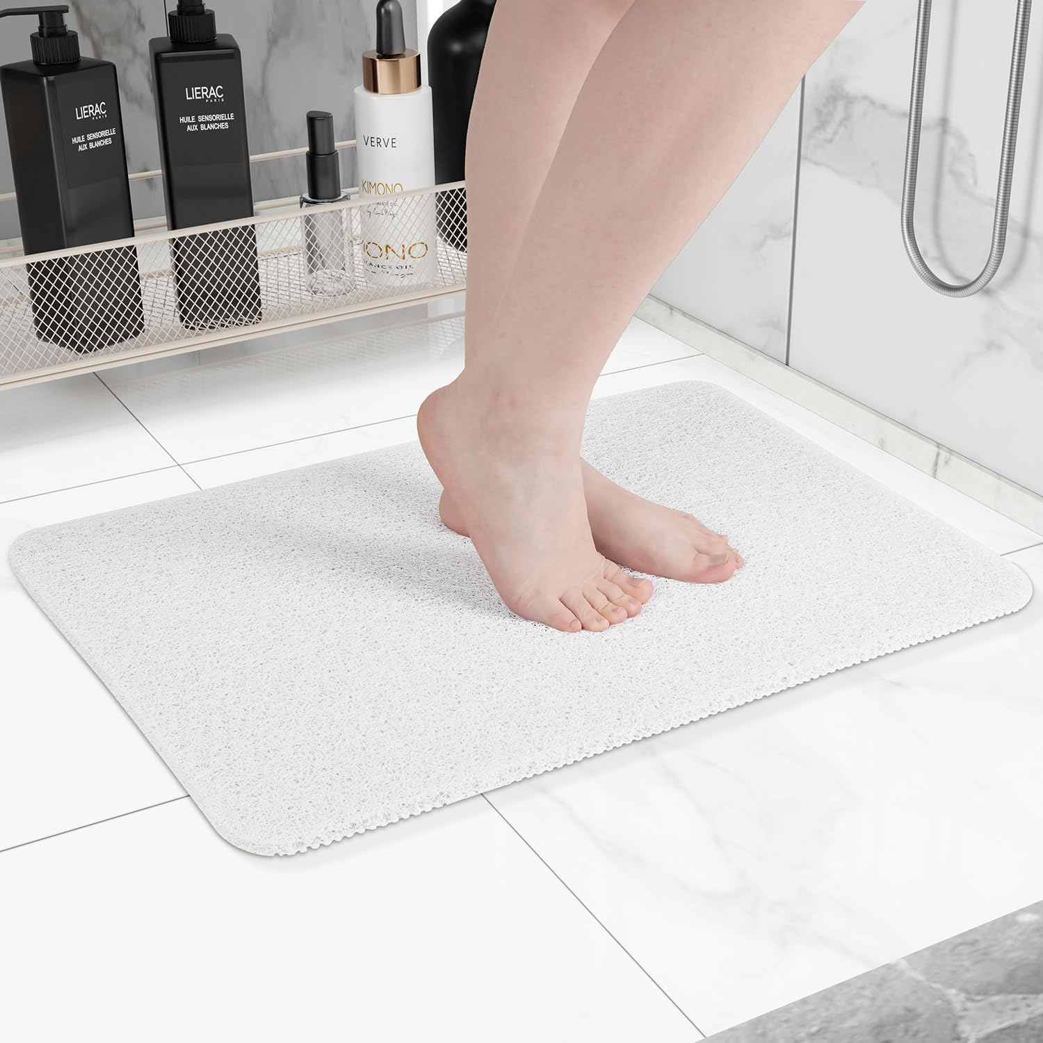 Hargiis Non-Slip Bathtub Mat, anti Slip Shower Mat, Fast Drying Bathtub Mats, Foot Scrubber Mat, anti Slip Mat for Tub, Floor, Bathroom, Kitchen, Home, Hotel (White 16"&times;24") image number 3