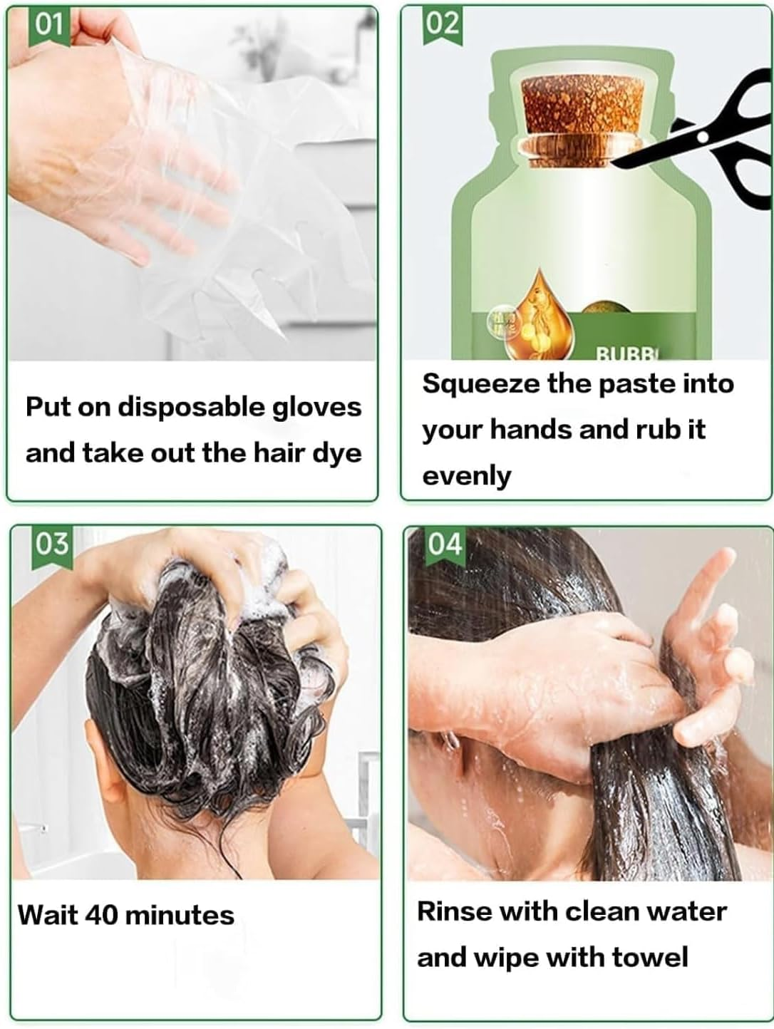 Natural Plant Hair Dye, Plant Bubble Hair Dye, Vegetable Hair Dye for Men & Women，Easy to Dye in a Box of 10 Packs (Dark Brown) - Chestnut Brown image number 5