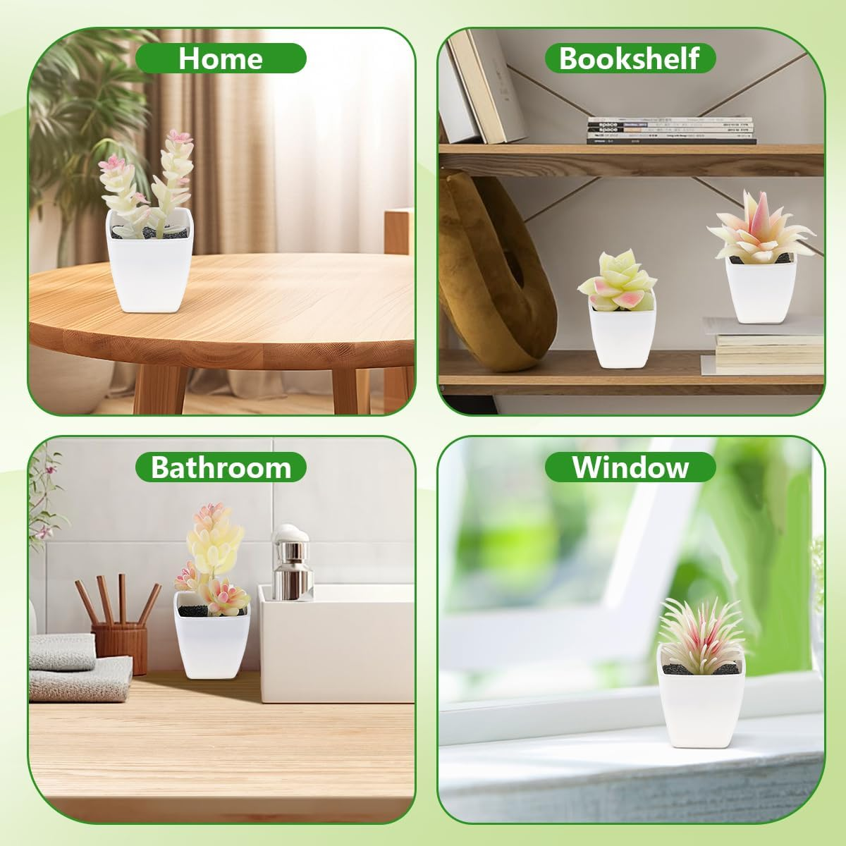 9 Pcs Artificial Succulents Plants in White Pot Small Fake Succulent Echeveria DIY Home Office Indoor Bathroom Living Room Decoration image number 2