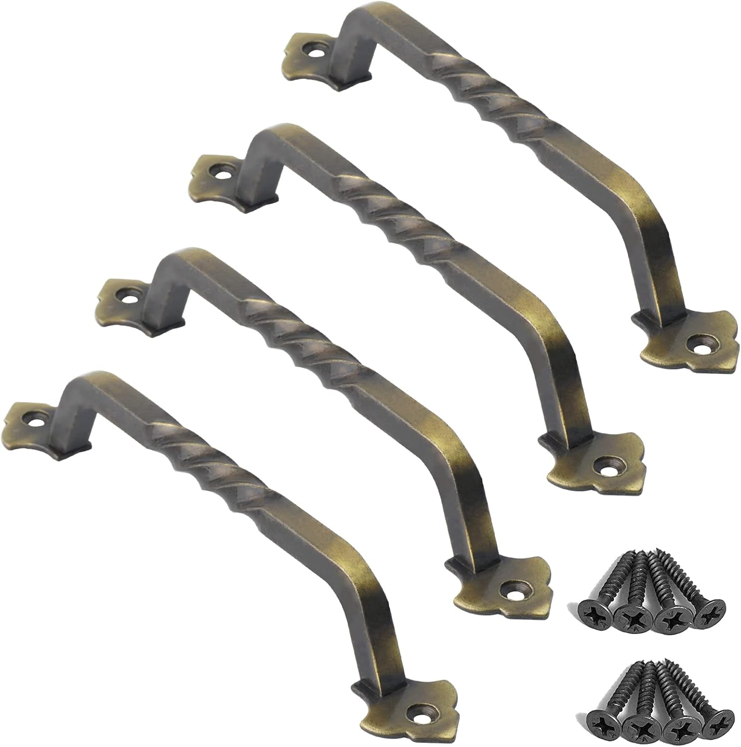 OVOV 4 Pack Barn Door Pull Handle Hardware for Wooden Garden Gate Shed Cabinet Door (4Pcs 5Inch)