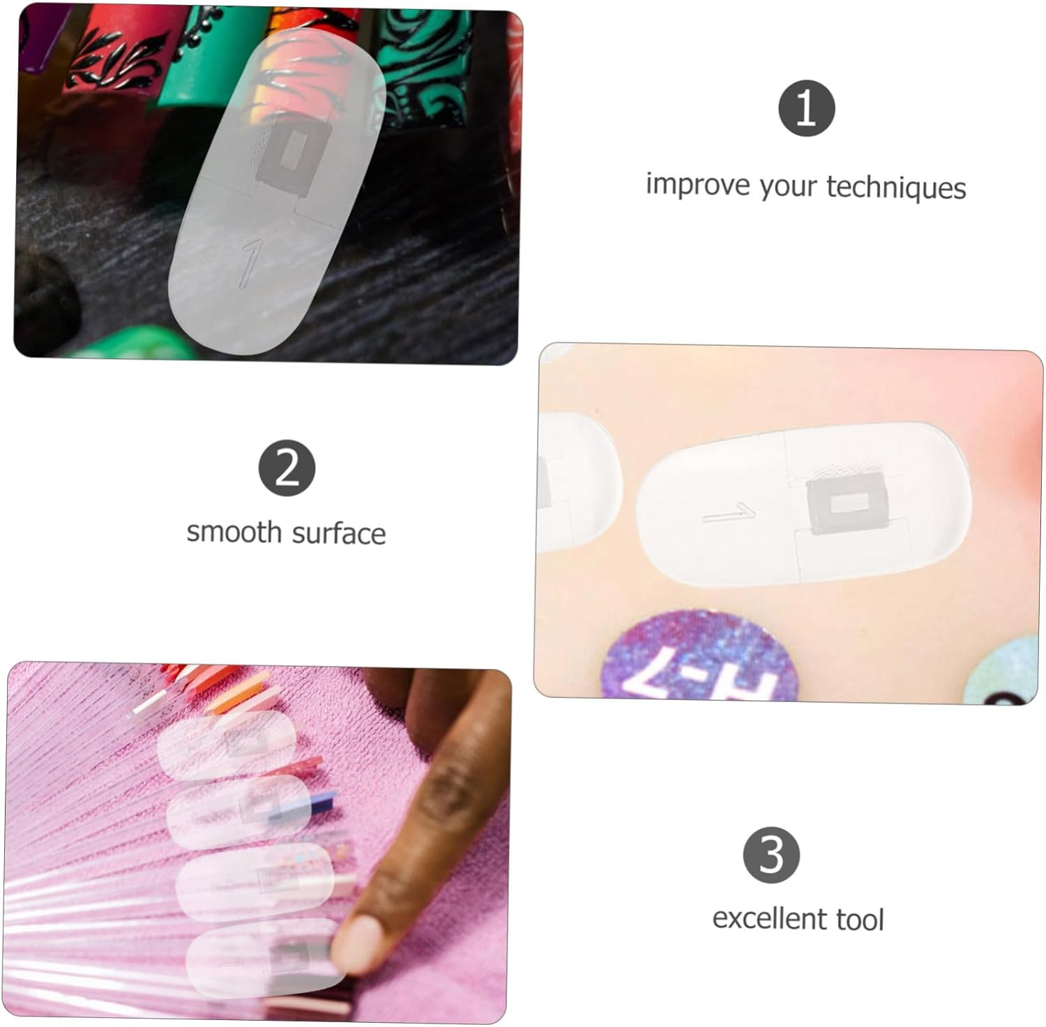 FRCOLOR 100 Pcs Transparent Nail Polish Display Tips Flexible Practice Nail Sticks for Manicure Training Smooth Surface for Extended Use image number 5