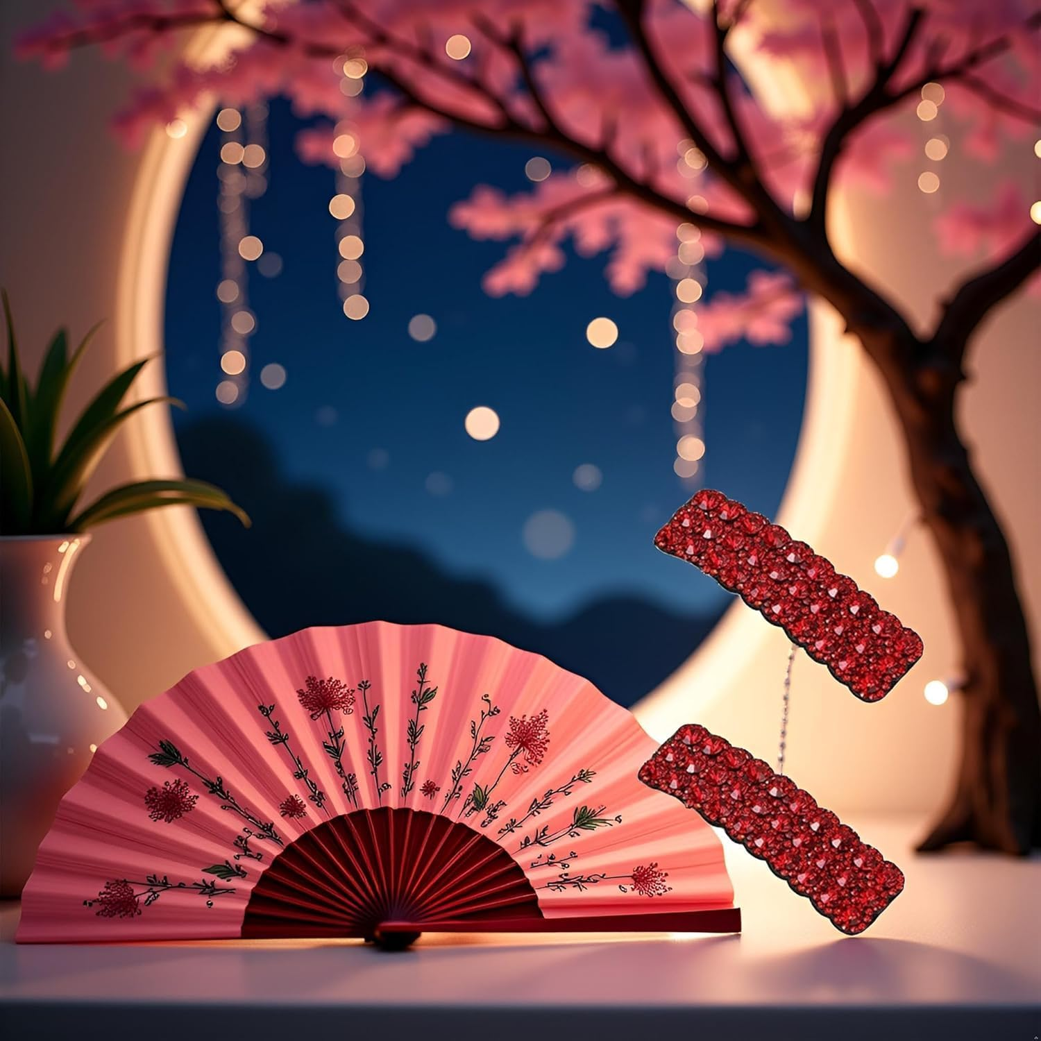 2Pcs Rhinestone Hair Clips, Red Rectangular Barrettes, Korean Style Wedding Hair Accessories for Women Girls image number 6