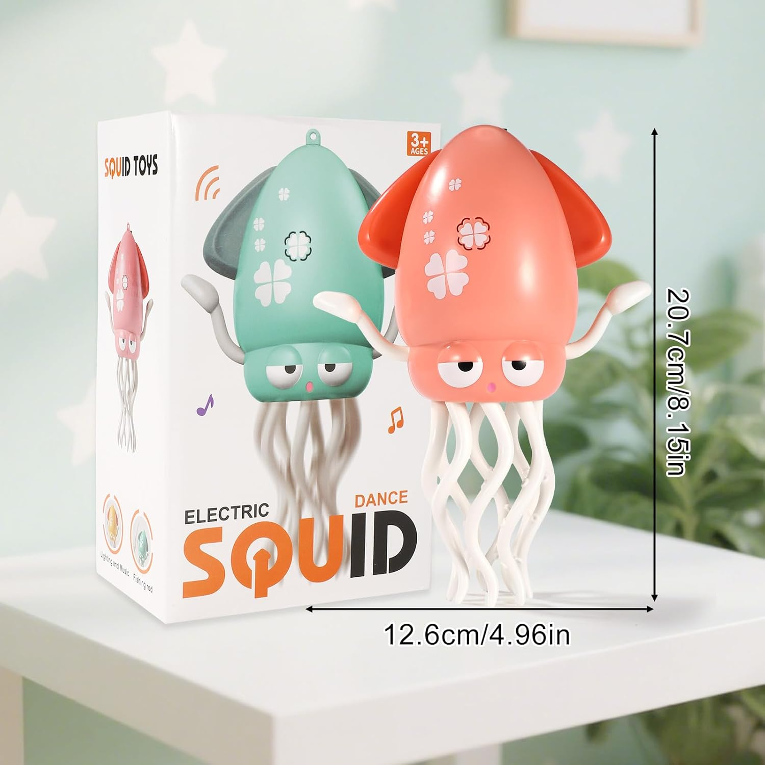 Pink Dancing Octopus Toys, 8.15X4.96X2.99In Magic Electric Dancing Octopus Toy with Fishing Rod Magic Dance Music Squid Fun Desktop Toys for Kids & Adults image number 6