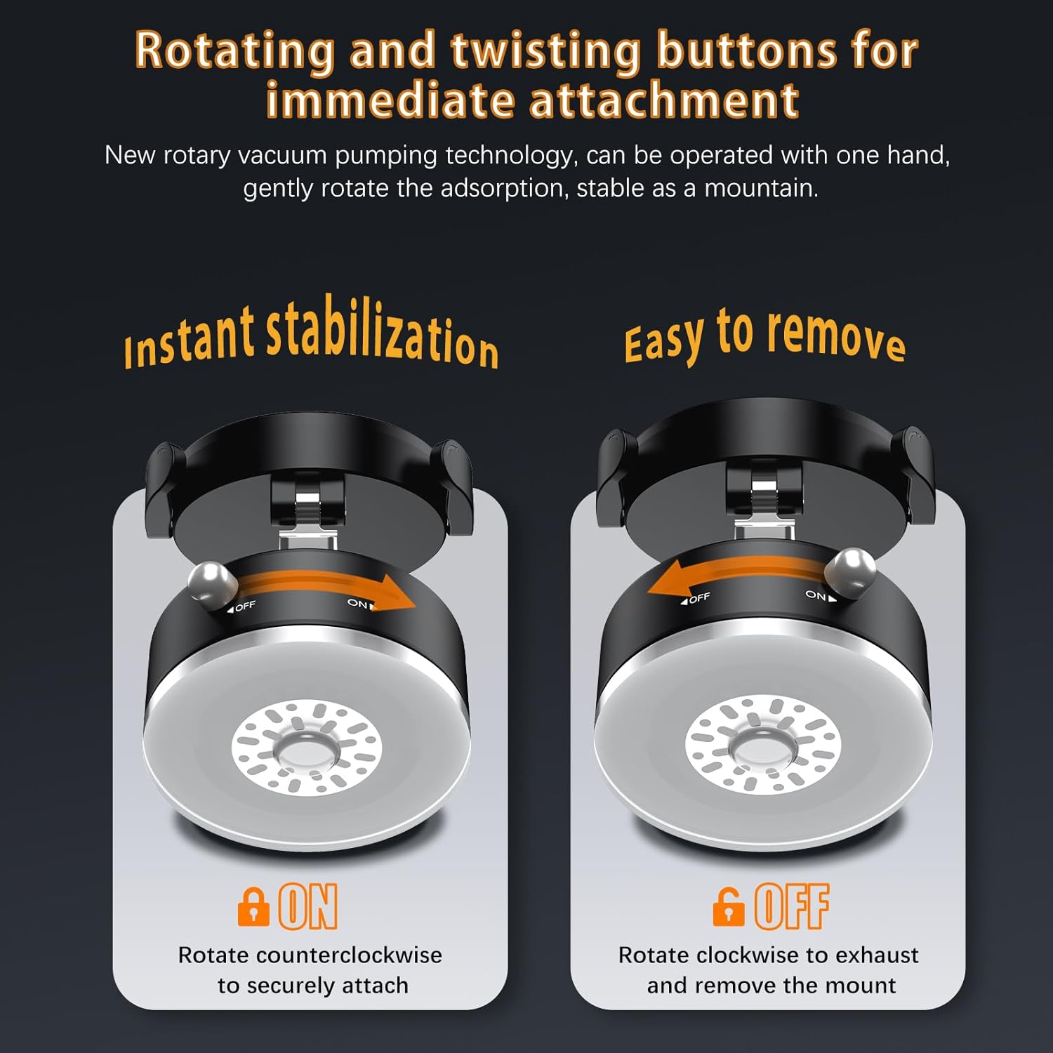 YINLAI Vacuum Suction Magnetic Phone Holder 2025 Car Mount with Reinforcing Clip, Phone Holder Car Accessories for All Cars Phone Mount for Cellphone Smartphone Mount Stand, Black image number 2