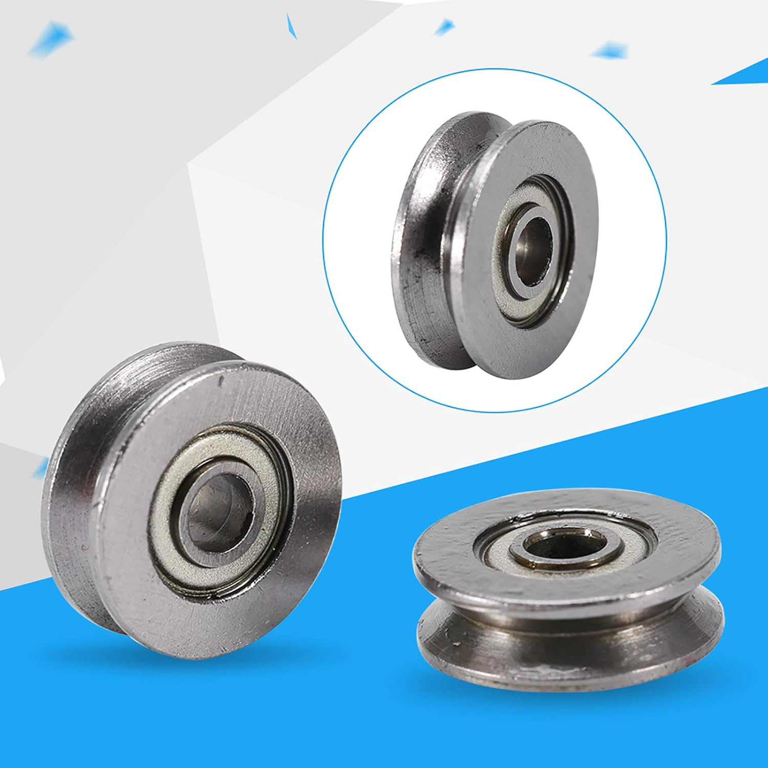 Rail Track Pulley 20 Pcs V623ZZ Steel Rail Bearing 3X12X4Mm Deep V Groove for Linear Motion System Applications image number 1