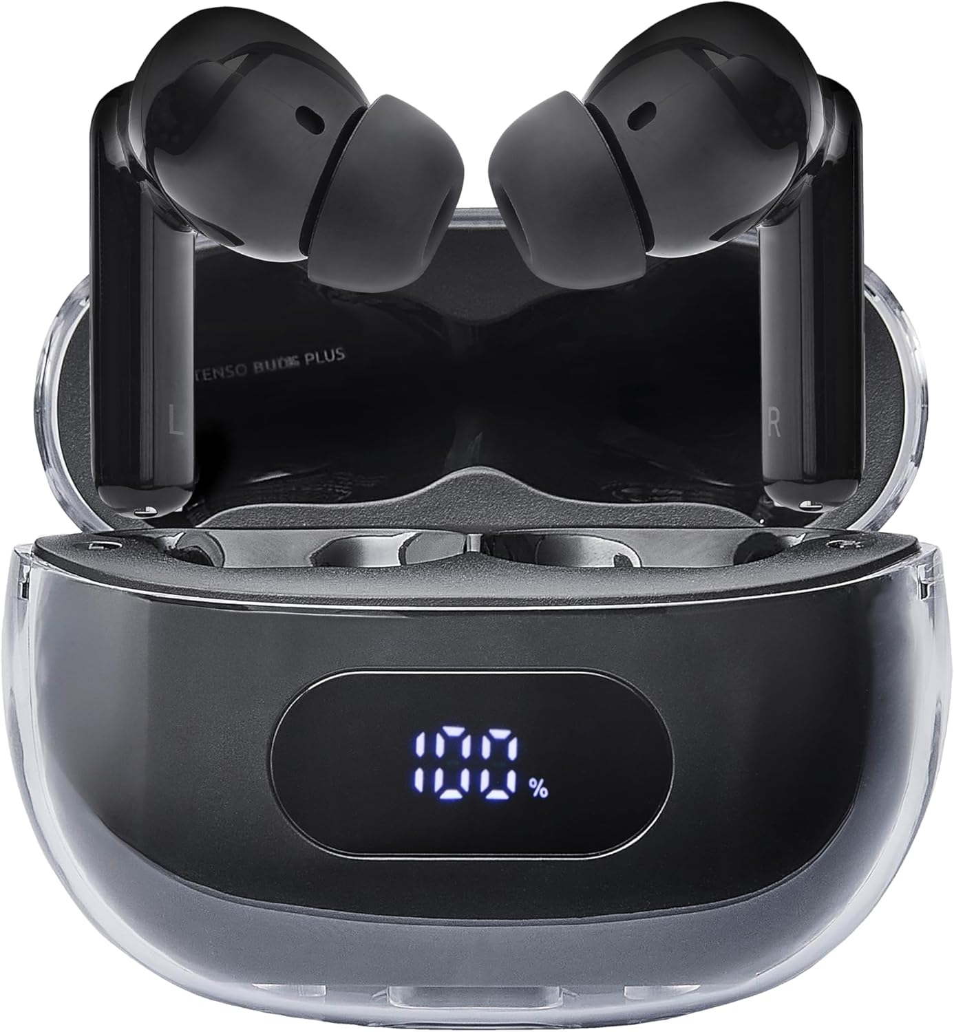 Intenso Buds plus TWS True Wireless Headphones T310AE with Active Noise Cancelling, ENC, Bluetooth and up to 25 Hours of Music Playback, Black