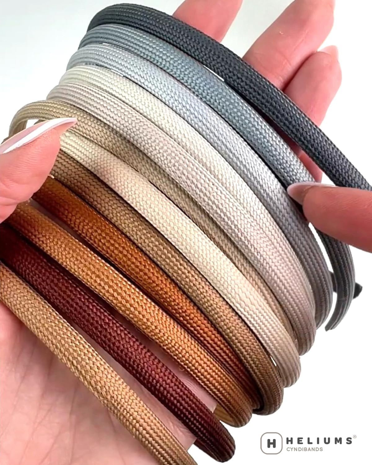 Heliums Thin Headbands for Women - 8Mm Skinny Headband, 4 Count, Comfortable Narrow Hair Bands Blend with Hair Color (Dark Blonde, Sandy, Beige and Ash Blonde) - Gray Shades image number 3