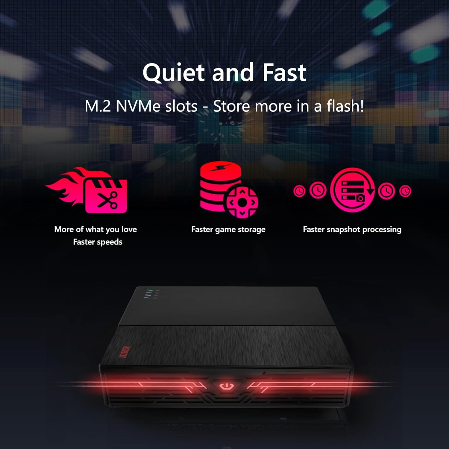 Asustor FLASHSTOR 6 Gen2 FS6806X, 6 Bay All M.2 SSD NAS Storage, AMD Ryzen Quad Core 2.3Ghz, 8GB RAM DDR5, 6 M.2 SSD Slots, 10Gbe Port, USB4 Type-C, Network Attached Storage (Diskless) image number 4