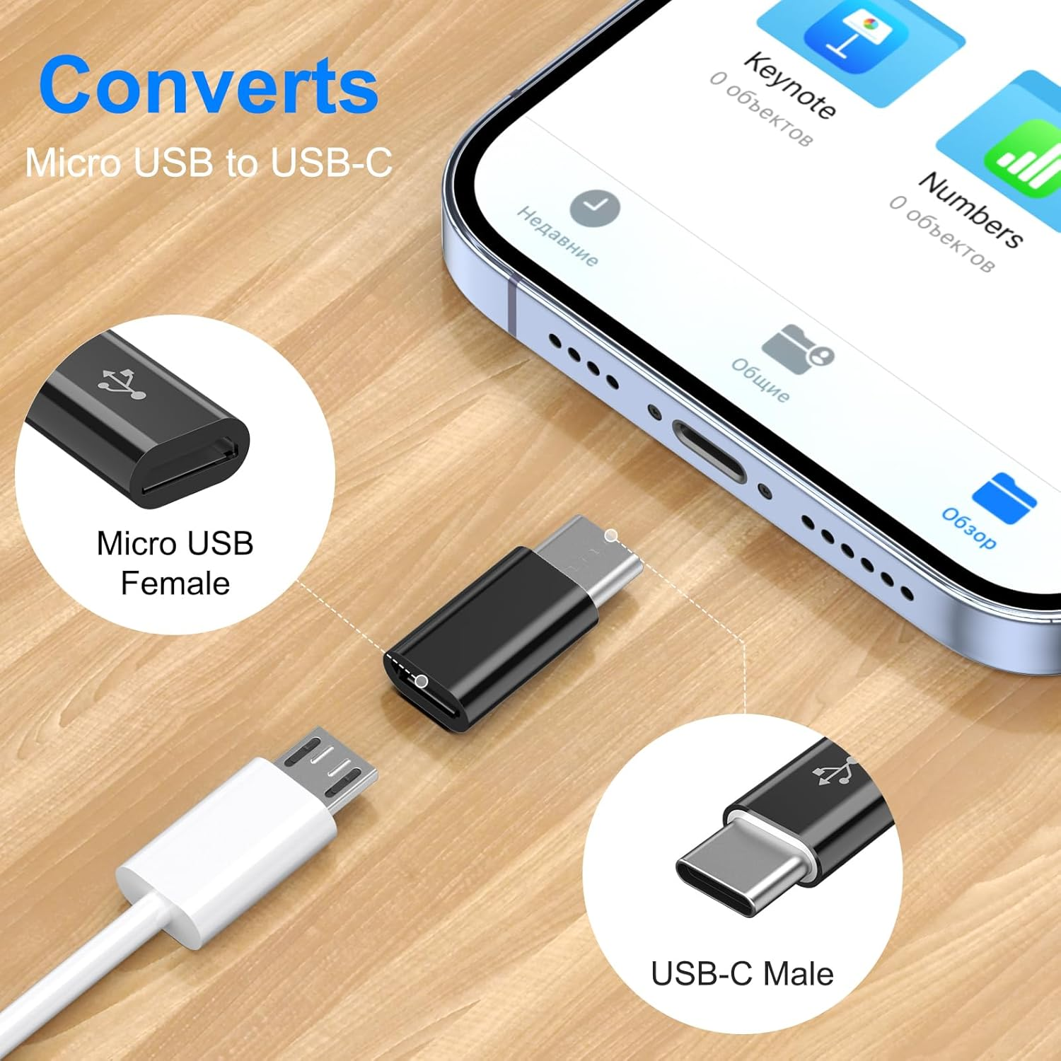 USB C to Micro USB Adapter 4 Pack, Type C Female to Micro USB Male Charger Converter Connector Compatible with Samsung Galaxy S7 Edge S6 S4, LG Nexus 5 4, Motorola Moto G6 Play Smartphone, Tablet - Black*4 image number 4