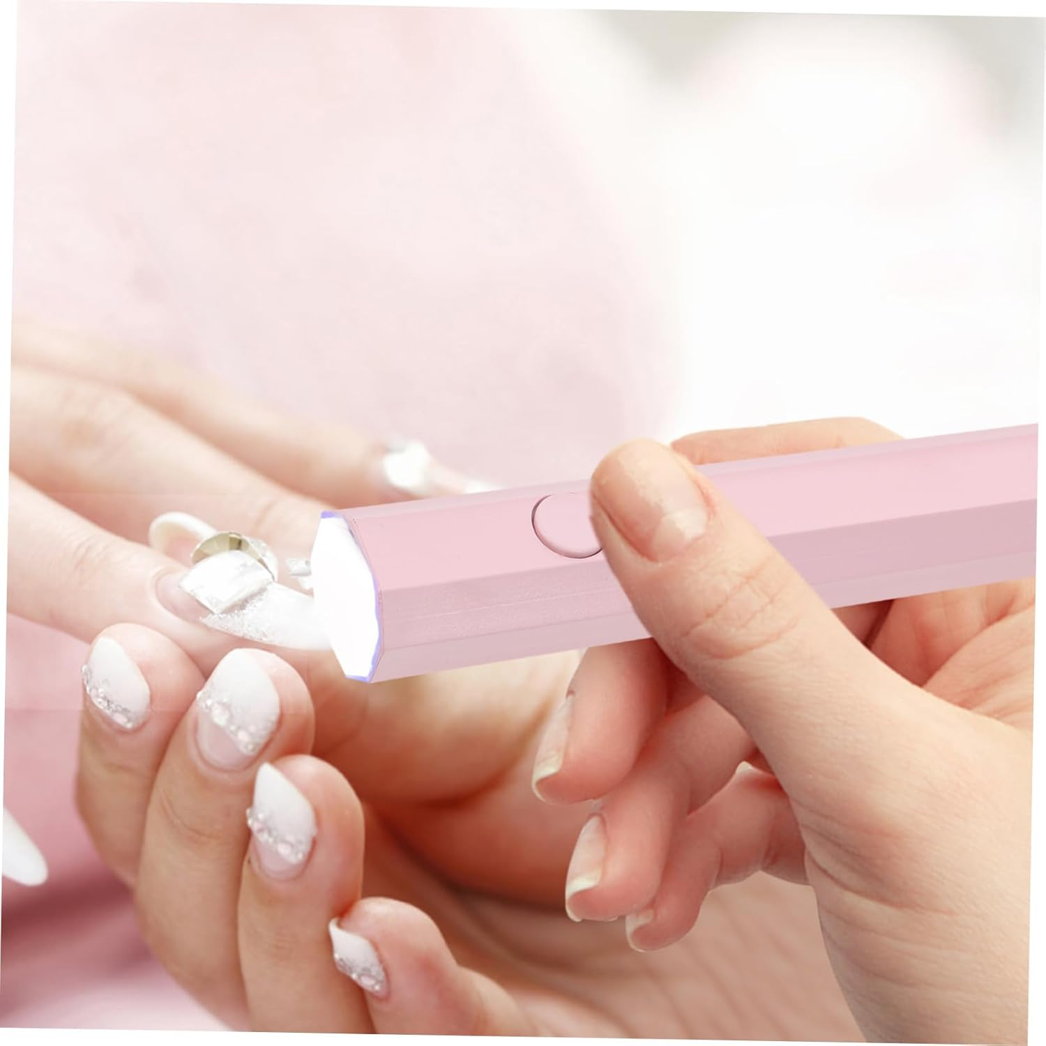 HEATSHAKING Portable Mini UV Nail Lamp Quick Dry Gel Polish Dryer with Rechargeable USB Lightweight Handheld Nail Light at Home and Travel Pink Multifunctional Manicure Tool