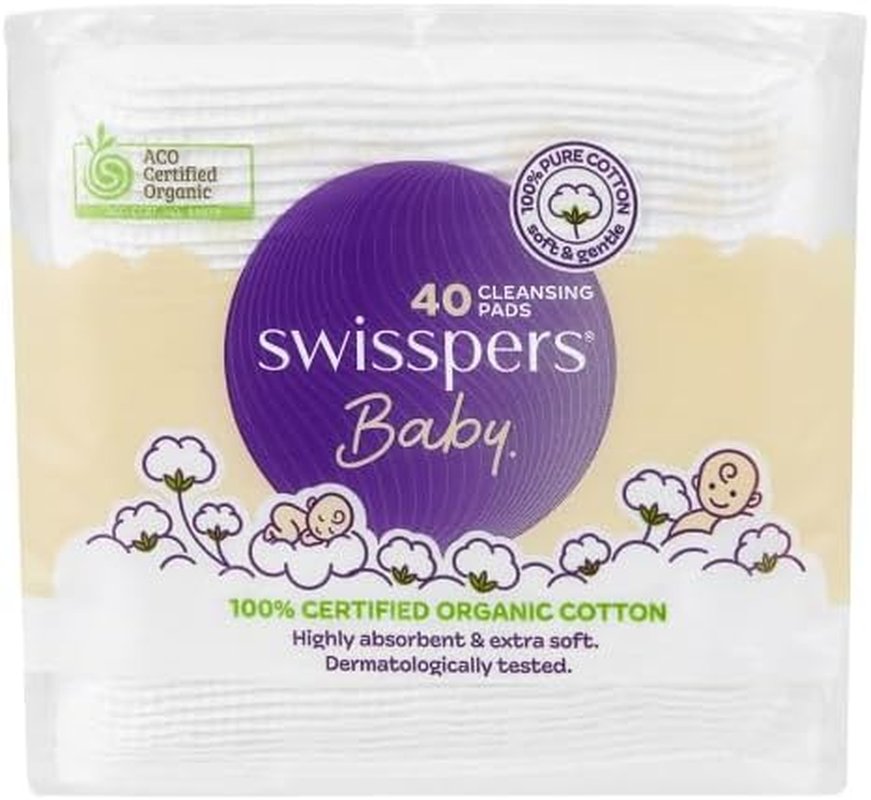Organic Cotton Baby Cleansing Pads 40 Pack by Swisspers
