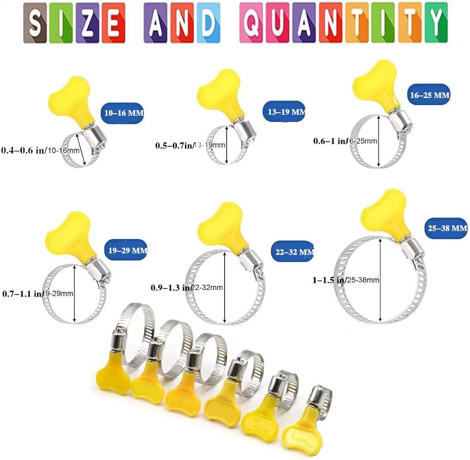 Stainless Steel Adjustable Worm Drive Hose Clamps - 6 Sizes for Fuel Lines and Various Applications image number 5