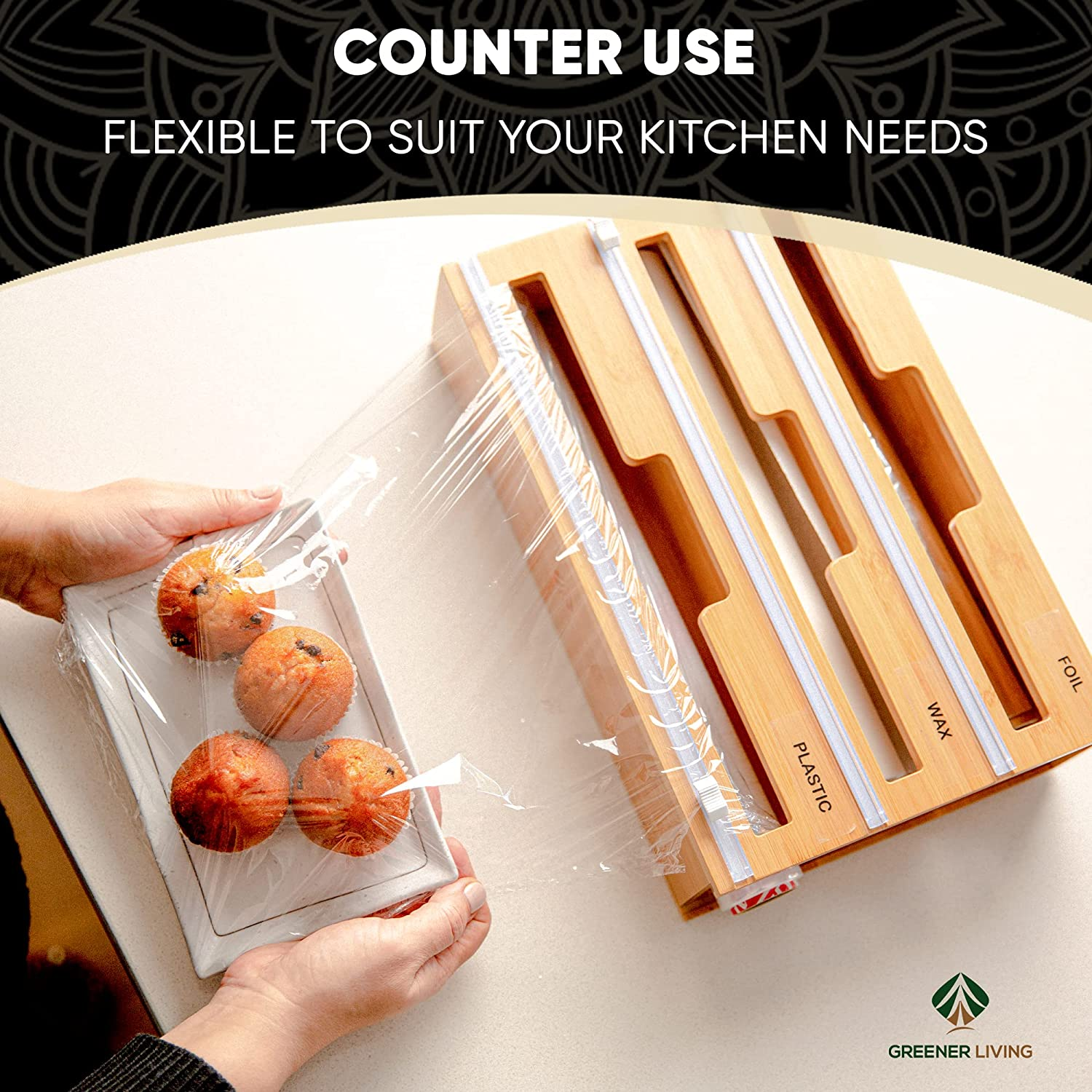 3 in 1 Wrap Dispenser with Cutter &ndash; Glad Wrap and Foil Dispenser Fits 30 Cm Rolls ONLY &ndash; Kitchen Drawer Organiser for Foil and Cling Wrap Compatible with All Brands for Cling Plastic Foil Baking Paper image number 5