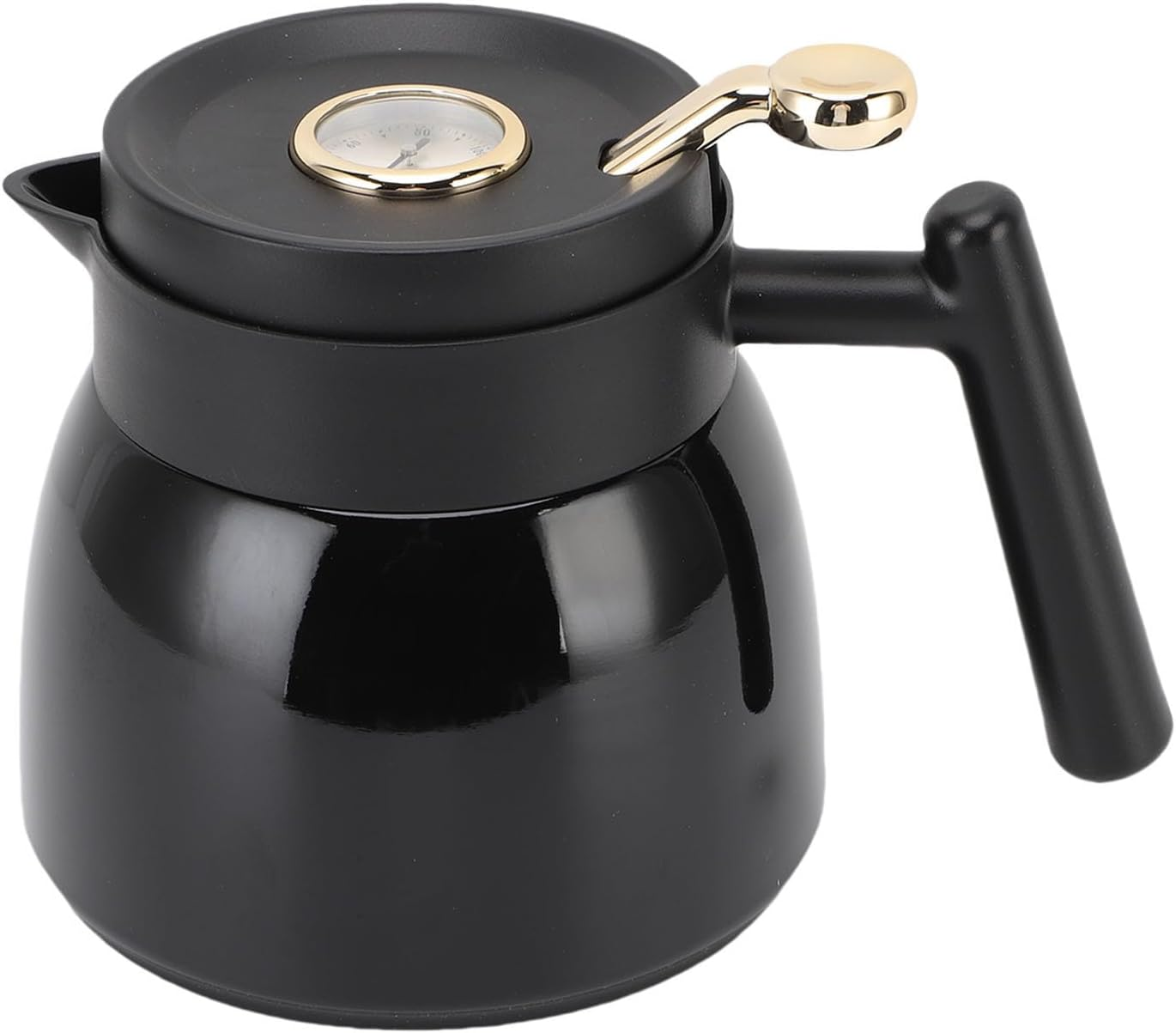 Thermal Coffee Carafe, 880Ml Stainless Steel Vacuum Insulated Thermal Tea Pot with Filter, Coffee Pot Water Beverage Pitcher Dispenser with Mechanical Temperature Display (White)