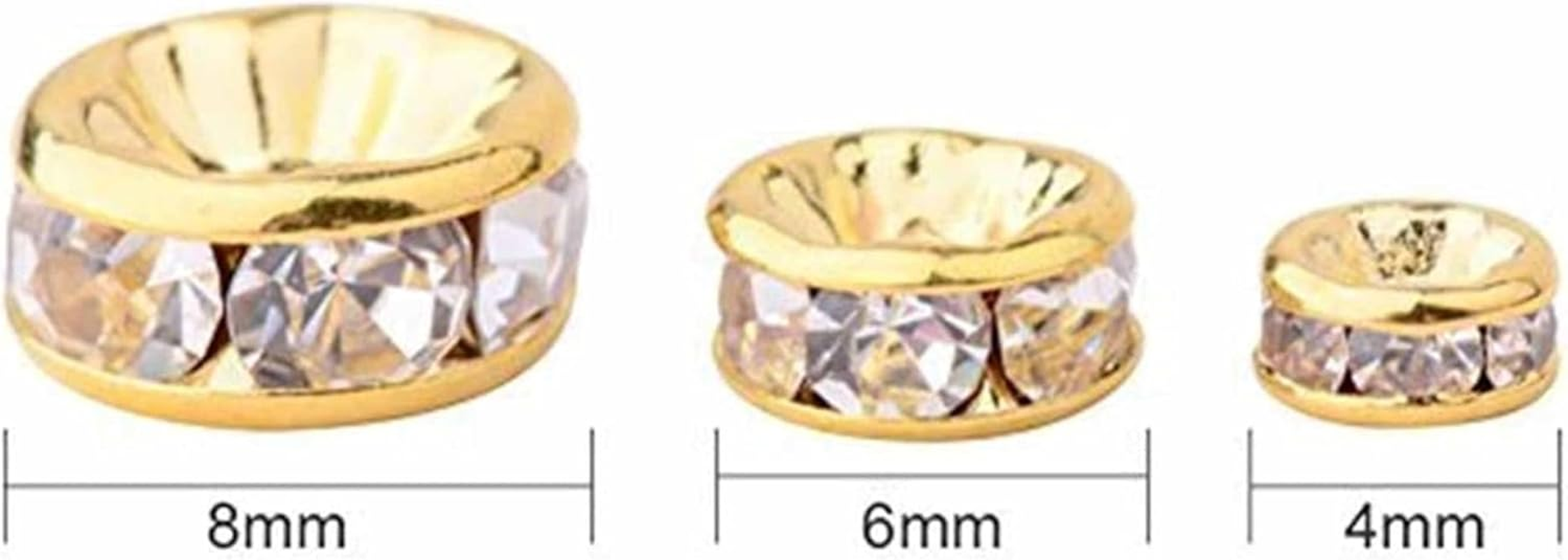 Allb 100Pcs Rondelle Spacer Beads Silver Plated Czech Crystal Rhinestone for Jewelry Making Loose Beads for Bracelets image number 5