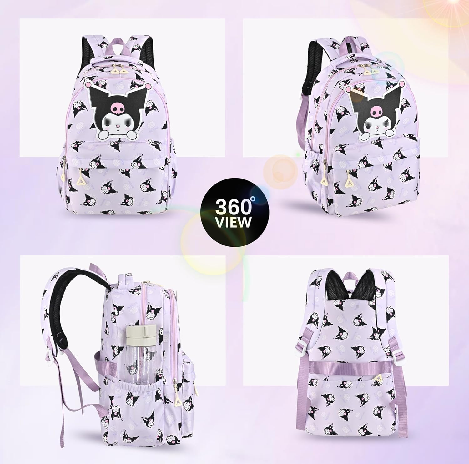 Roffatide Anime Cinnamorol All over Print Casual Backpack Laptop Backpack Travel Hiking Rucksack image number 5