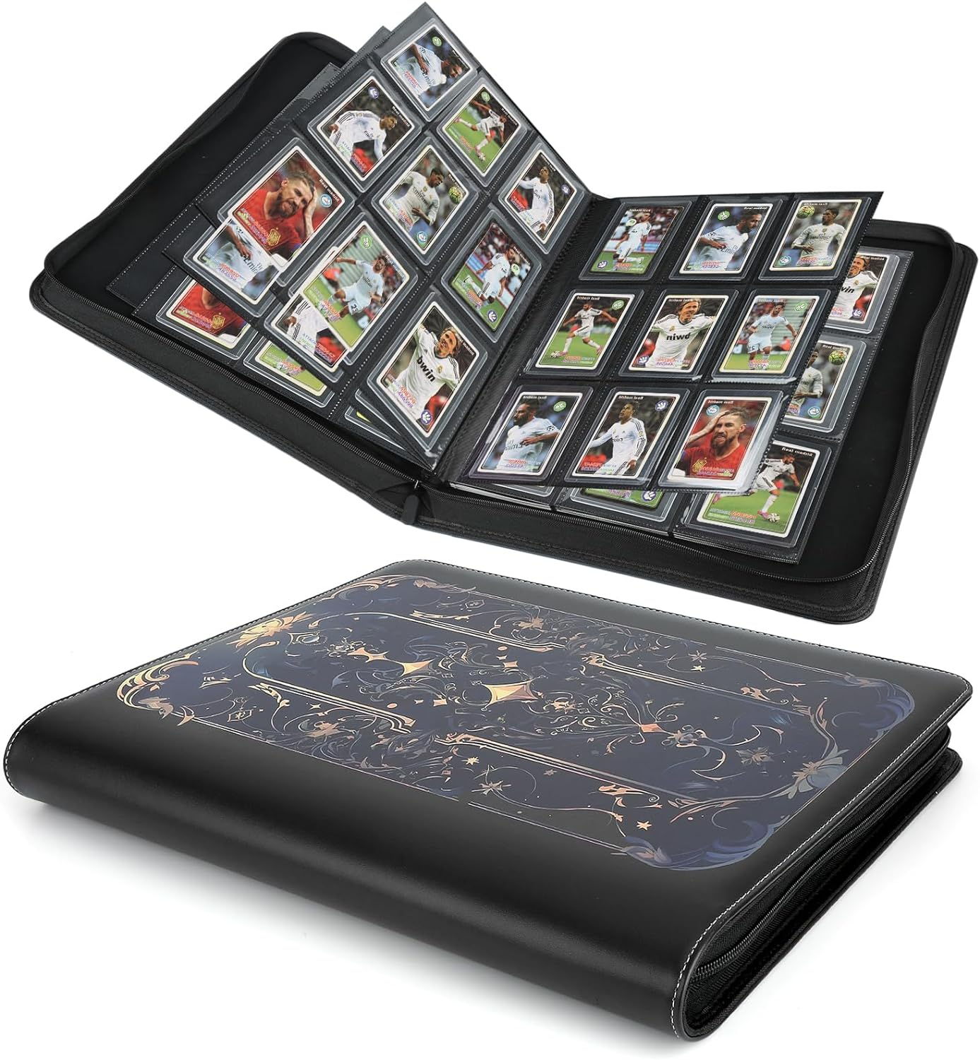 Toploader Binder,Toploader Hard Cases, 9-Pocket Pages Sleeves Hold up 288 Cards.Toploader Card Binder with Sleeves for &ldquo;3&times;4&rdquo; Rigid，Card Holder(Yellow1)