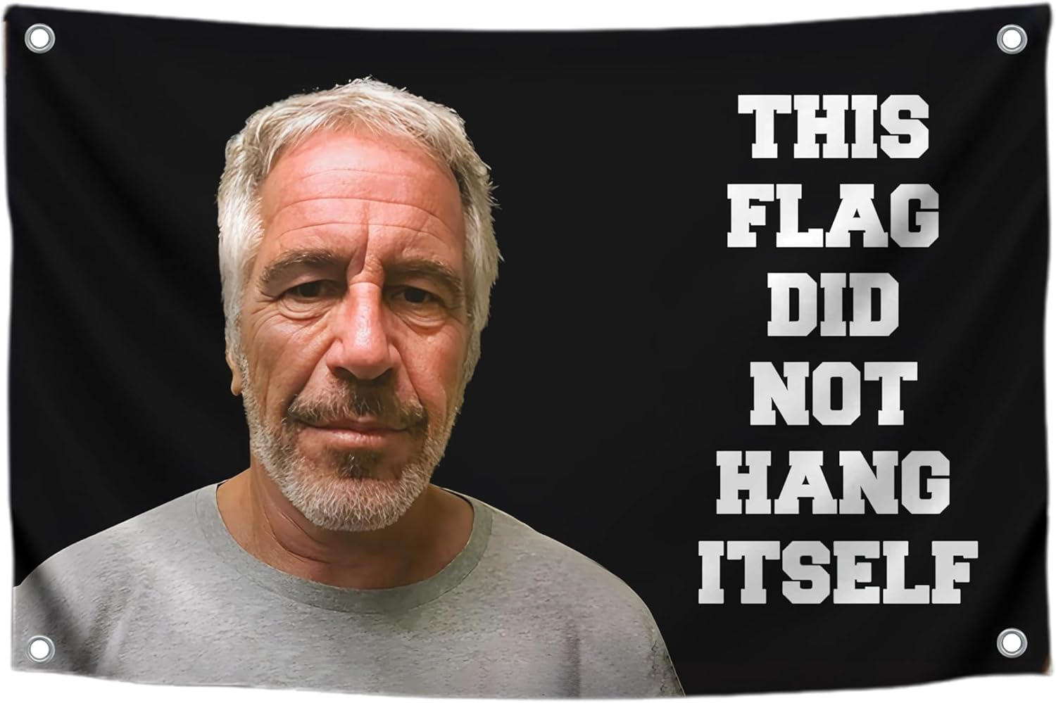 3X5 FT Banner with 4 Brass Grommets - This Flag Did Not Hang Itself - Jeffrey Epstein Tapestry Funny - Tapestrys Cool Wall Flag - College Dorm Room Meme Banners Flags for Bedroom Teen Guys Boys image number 3