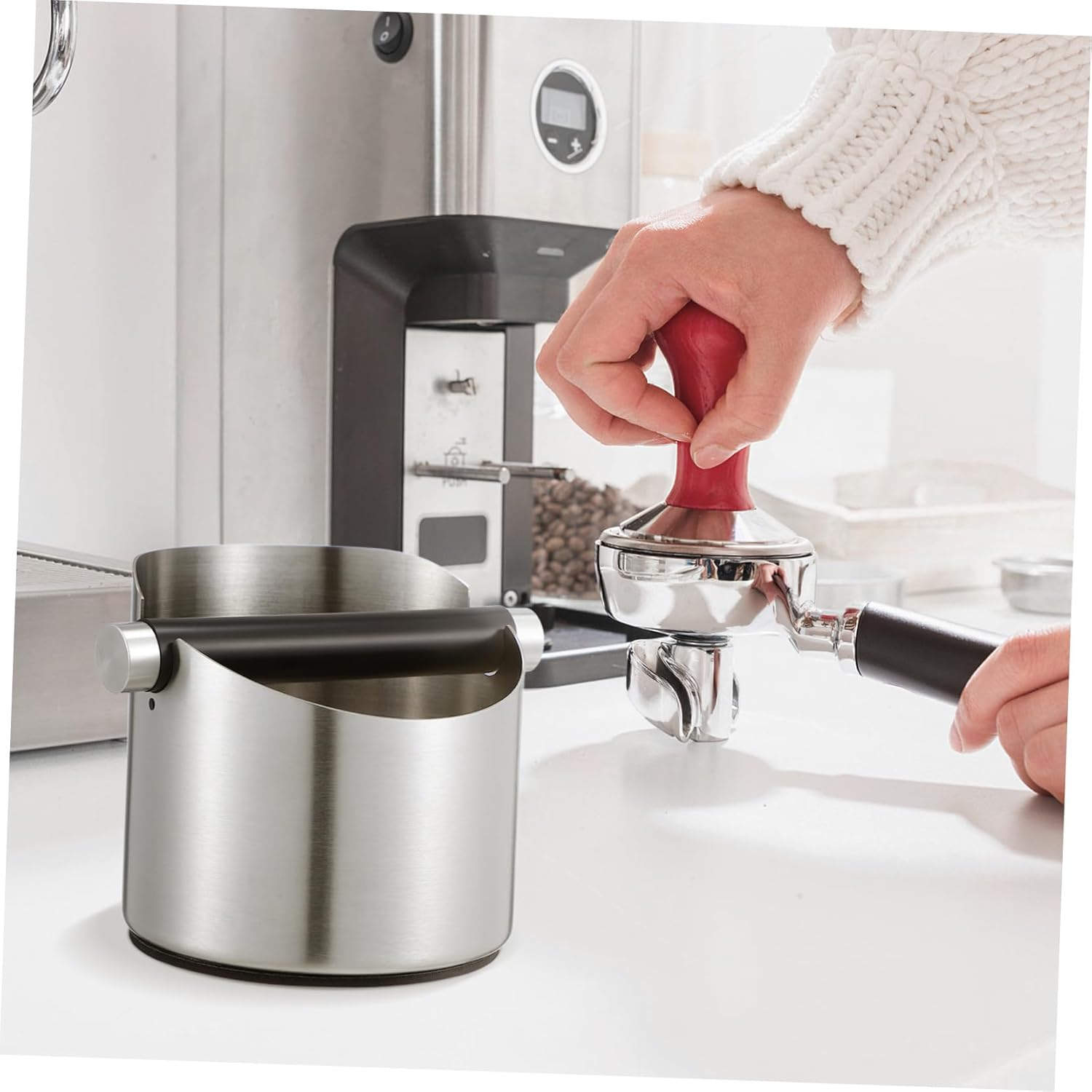 Stainless Steel Coffee Powder Bucket for Semi-Automatic Espresso Machines Easy-Clean Coffee Grind Knock Box for Home Bar Use Versatile Tea Box Trash Can for Kitchen Disposal image number 3
