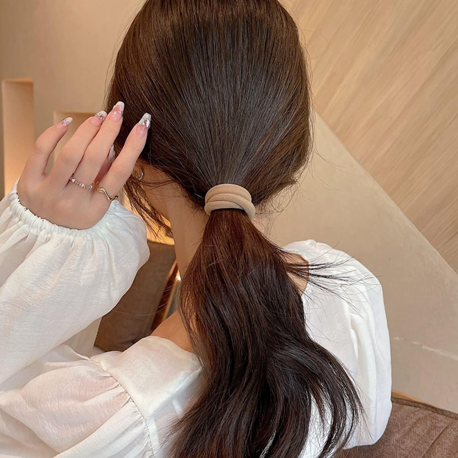 KINDOYO 30 Pack Strong Elastic Hair Ties - Women Girls Soft Hair Bobbles Thick Seamless Cotton Hair Bands Ponytail Holders Hair Accessories image number 3