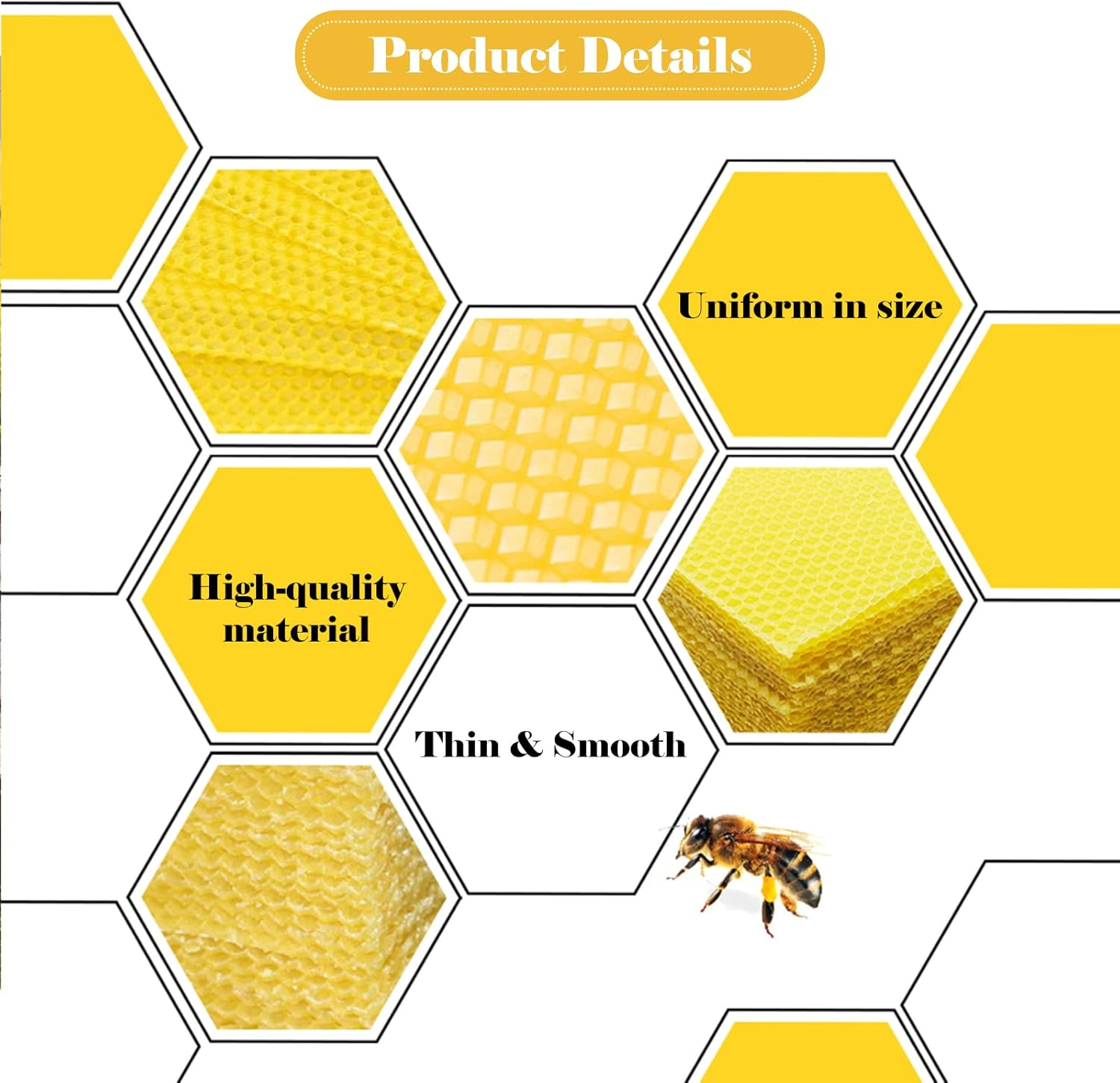 Beekeeper Supplies, 10PCS Bee Honey Sheets Beeswax Sheets Beehive Foundation Honeycomb Honey Frame Portable Wild Bee Beekeeper Tool for Beekeeper Supplies Hive Tool Candle Making image number 5